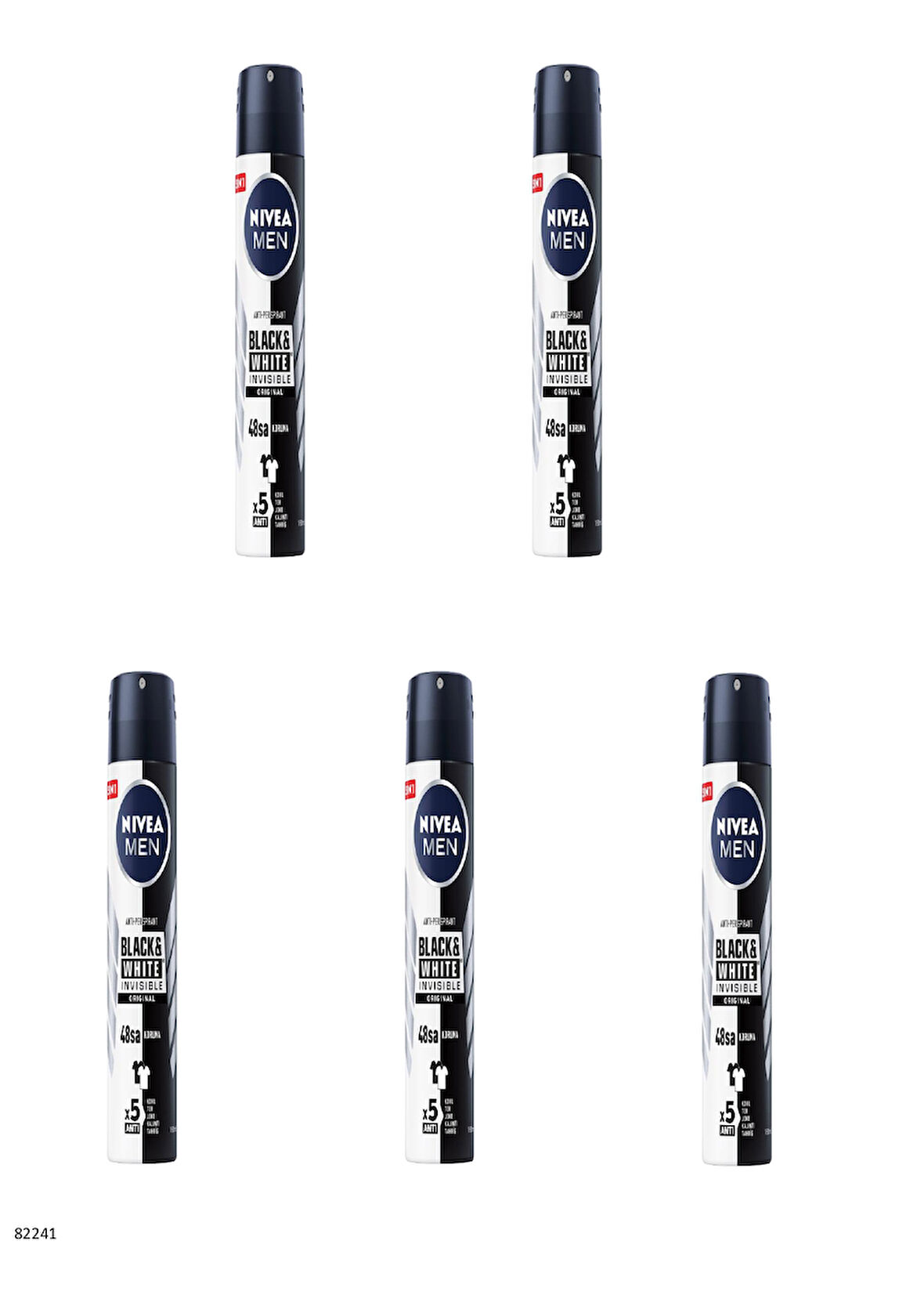 82241 NIVEA MEN BLACK & WHITE ORIGINAL SPREY  5 ADET