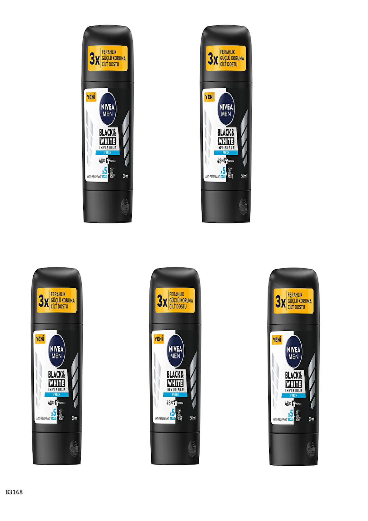 83168 NIVEA MEN BLACK & WHITE FRESH STICK  5 ADET