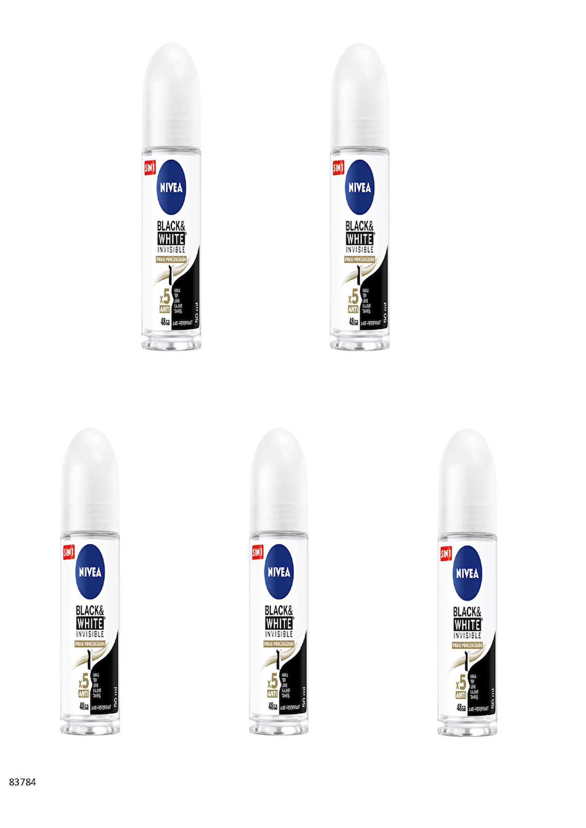 83784 NIVEA BLACK & WHITE İPEKSİ PÜRÜZSÜZLÜK ROLL-ON  5 ADET