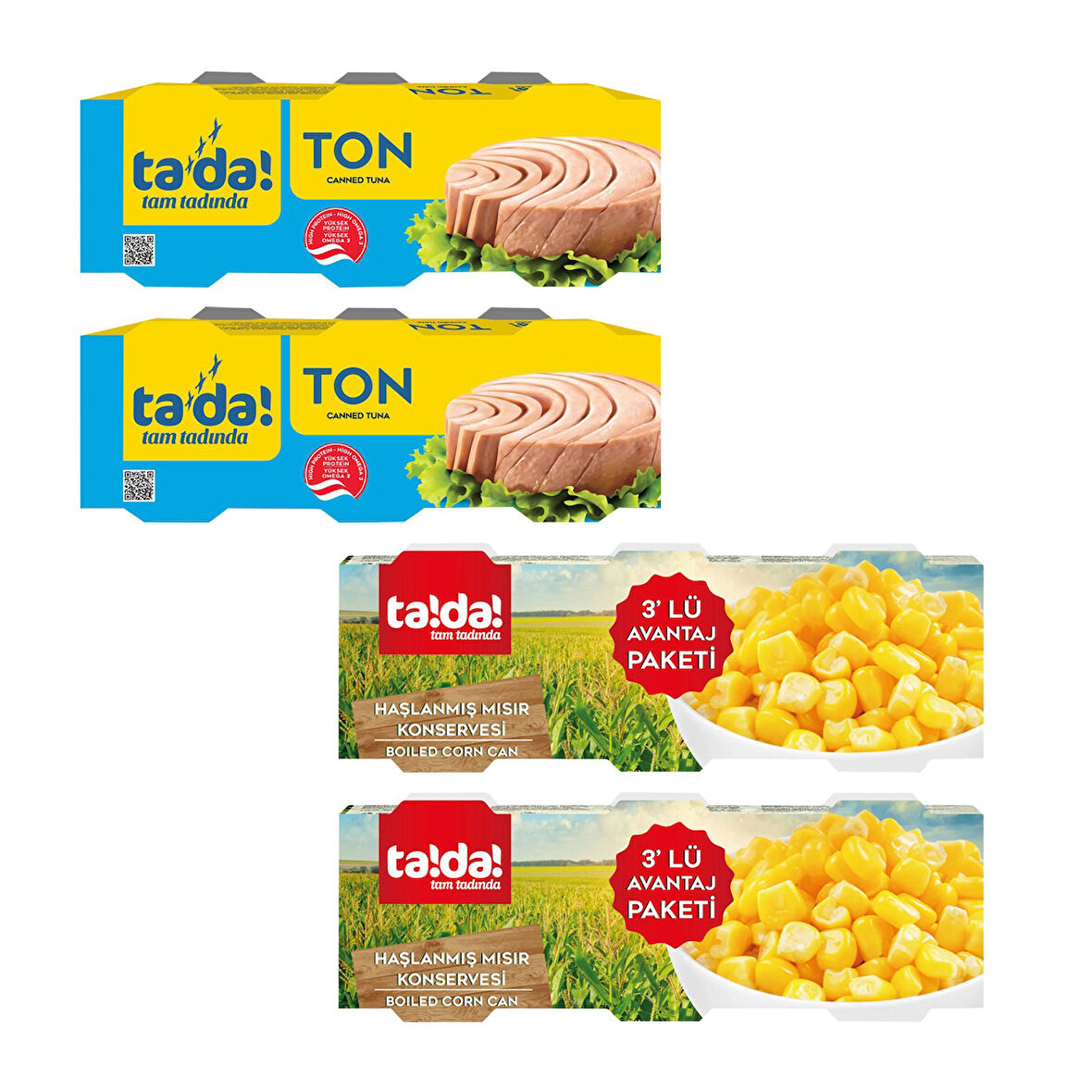 Tada Ton Balığı 3x75 gr + Mısır Konservesi 3x200 gr 4 lü Set