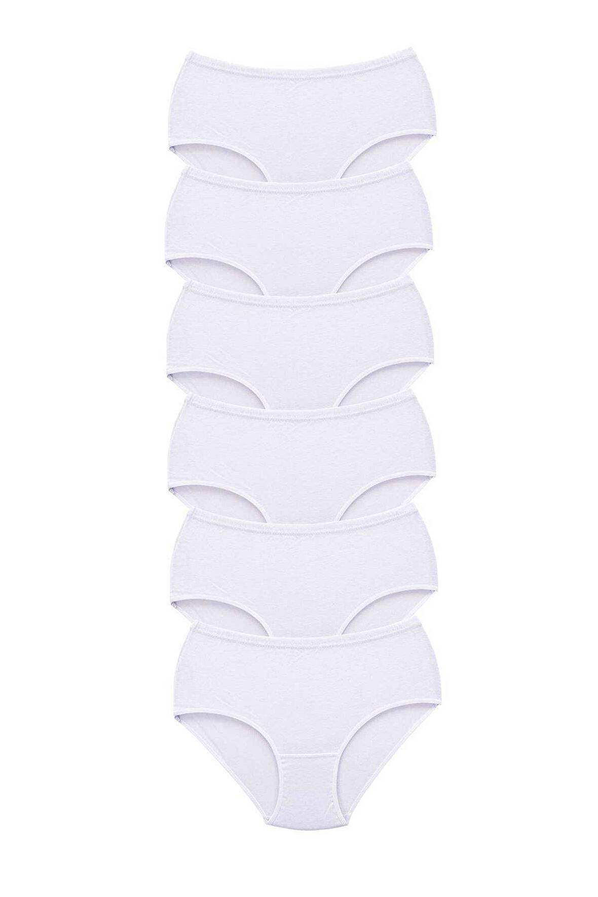 6 Adet Tutku Kadın Yüksek Bel Bato Kalın Lastik Külot Beyaz