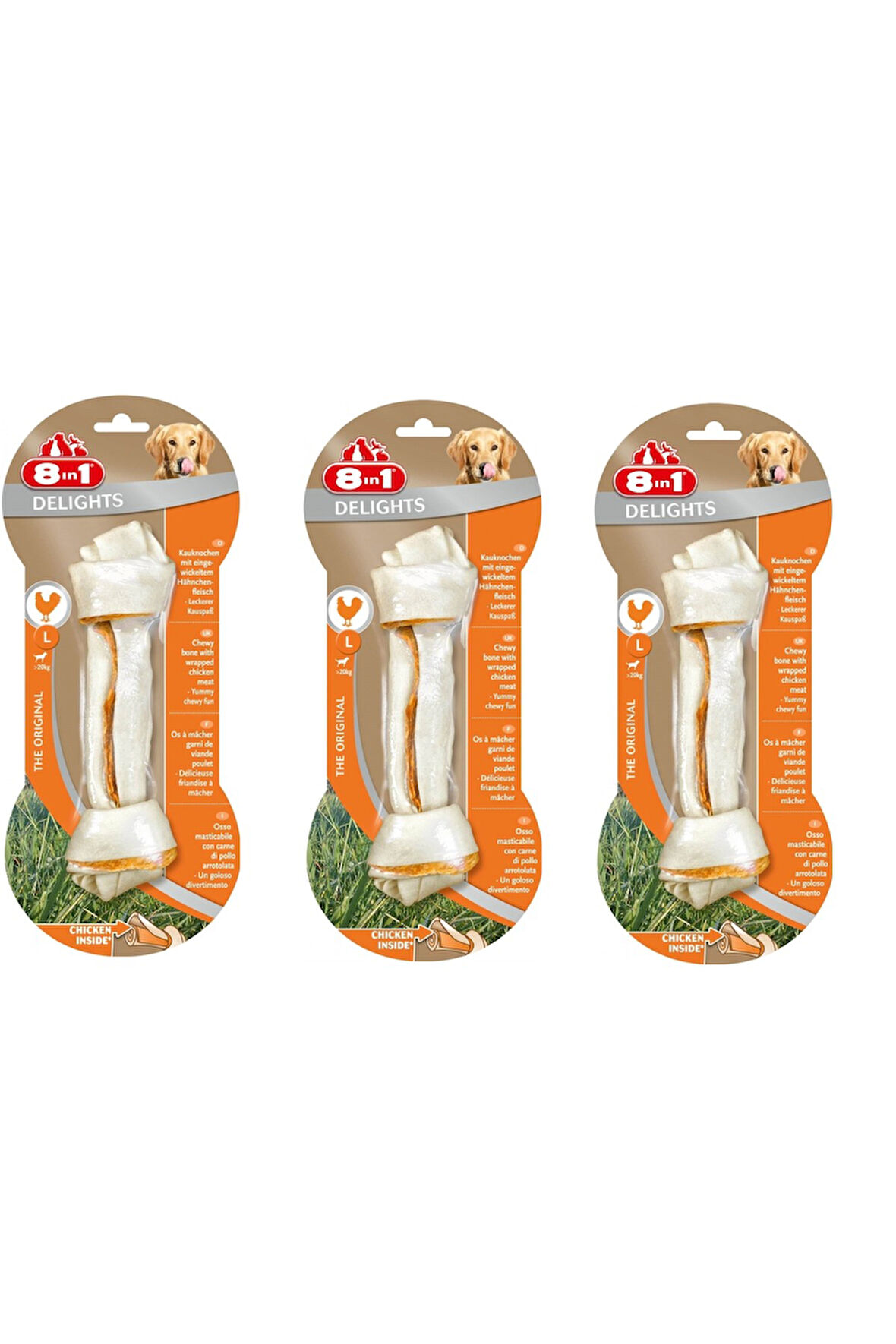 8in1 Delights Bones Large Tavuklu Köpek Ödül Kemiği 85 Gr. X 3 Adet