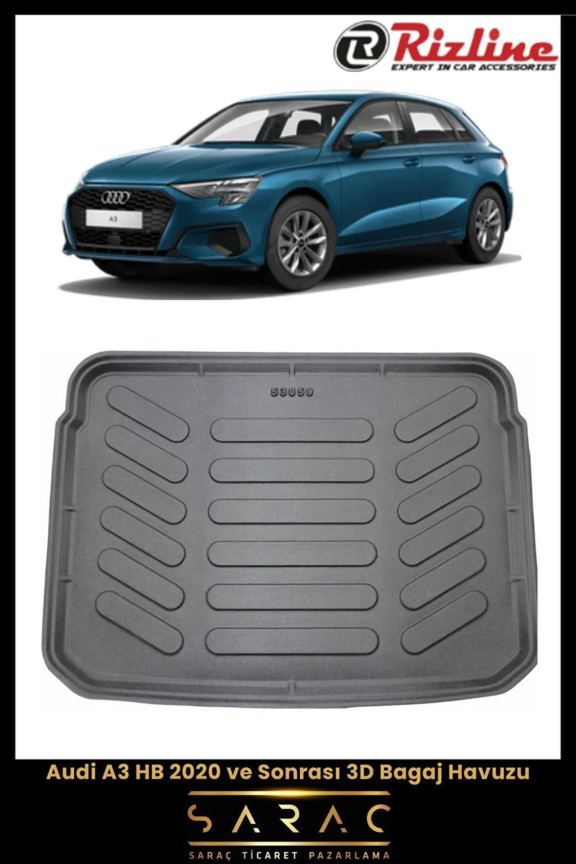 Rizline Audi A3 Hatchback 2024 Model 3D Bagaj Havuzu