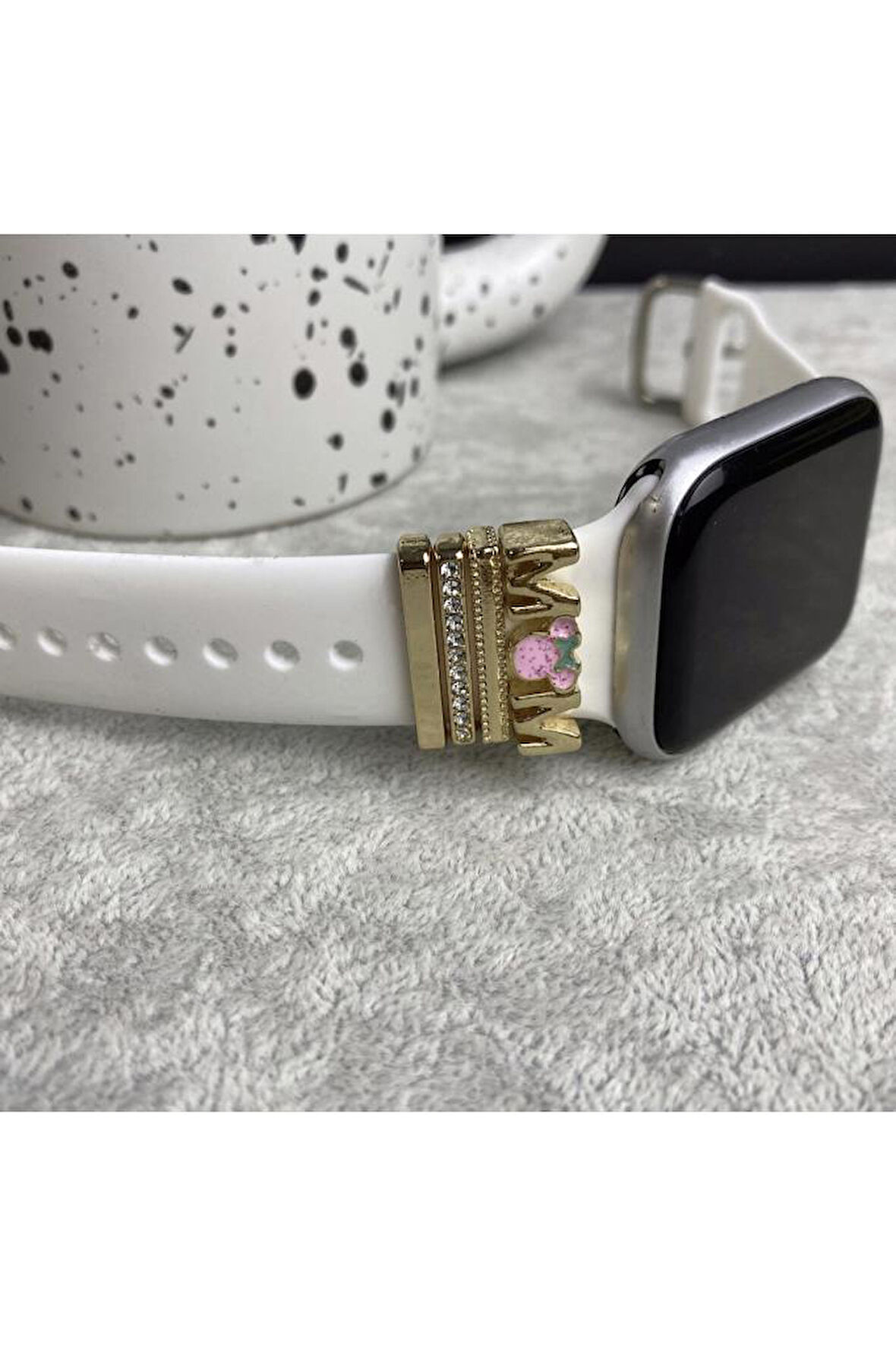 Apple Watch Uyumlu Kordon Aksesuarı Mom Charm Seti Gold