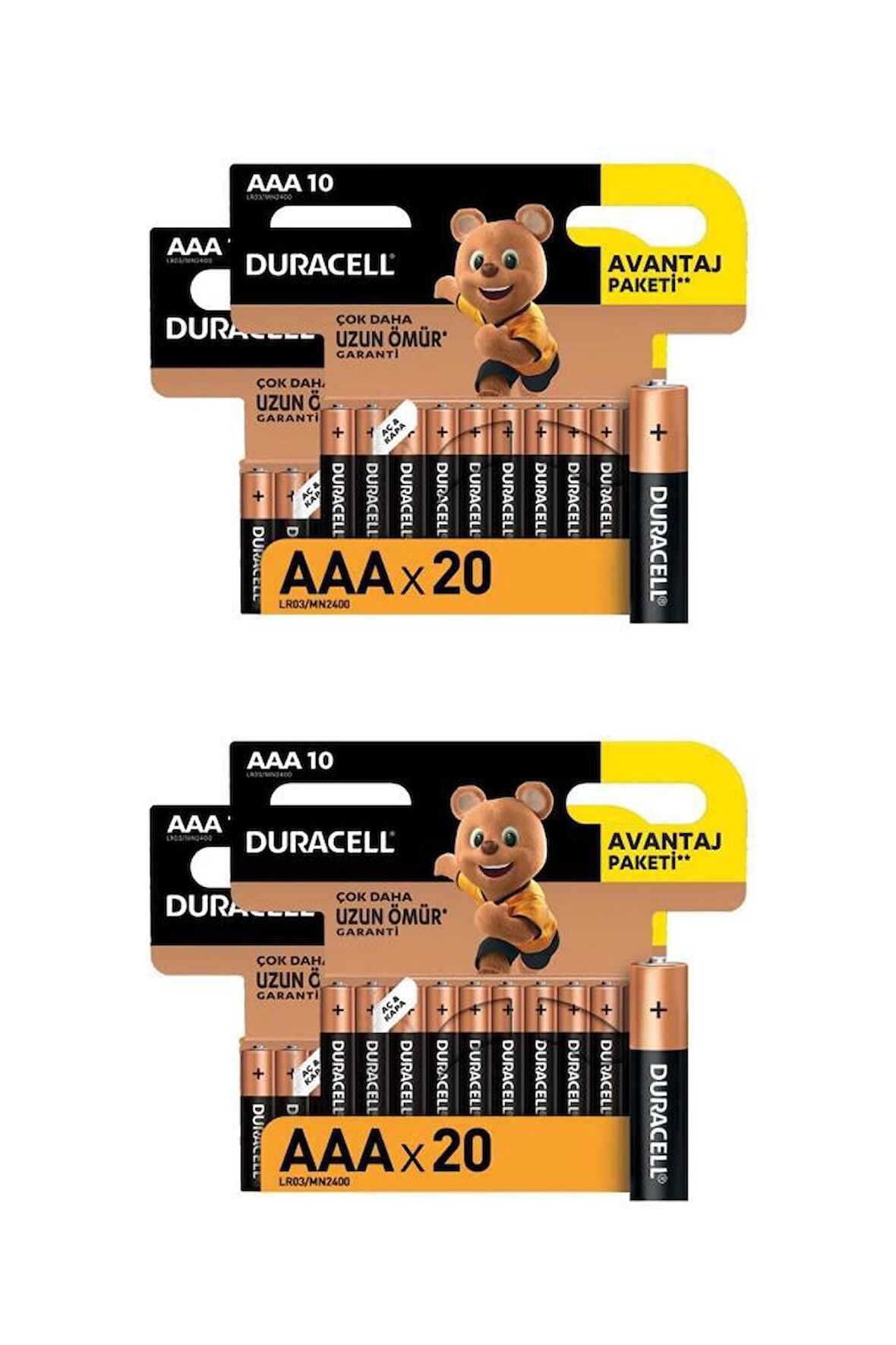 Duracell Alkalin AAA İnce Kalem Piller, 40 Lı Paket