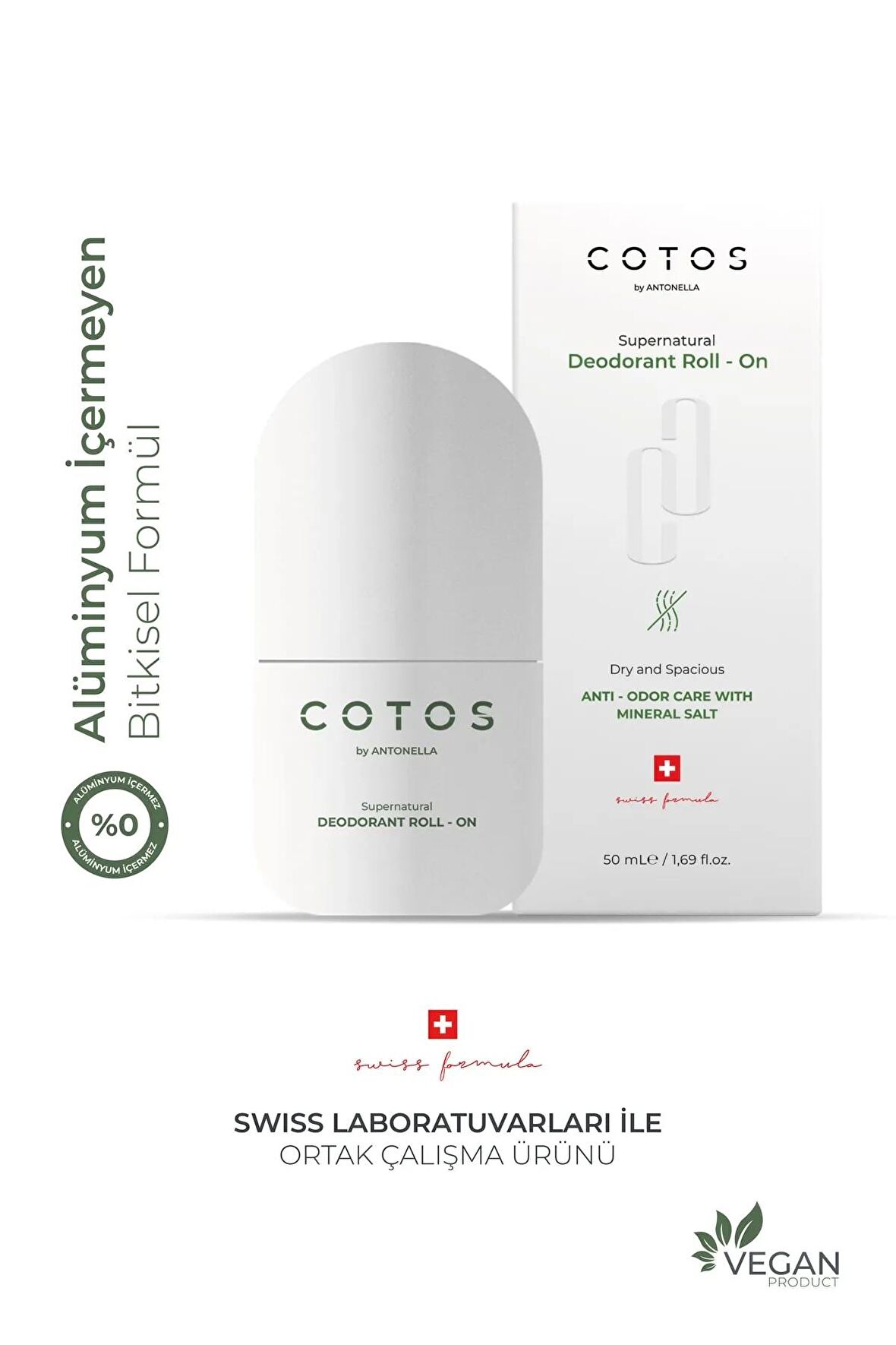 COTOS Anti-odor Care With Mineral Salt Deodorant Roll-on (ANTİPERSPİRANT-DOĞAL MİNERAL TUZ)