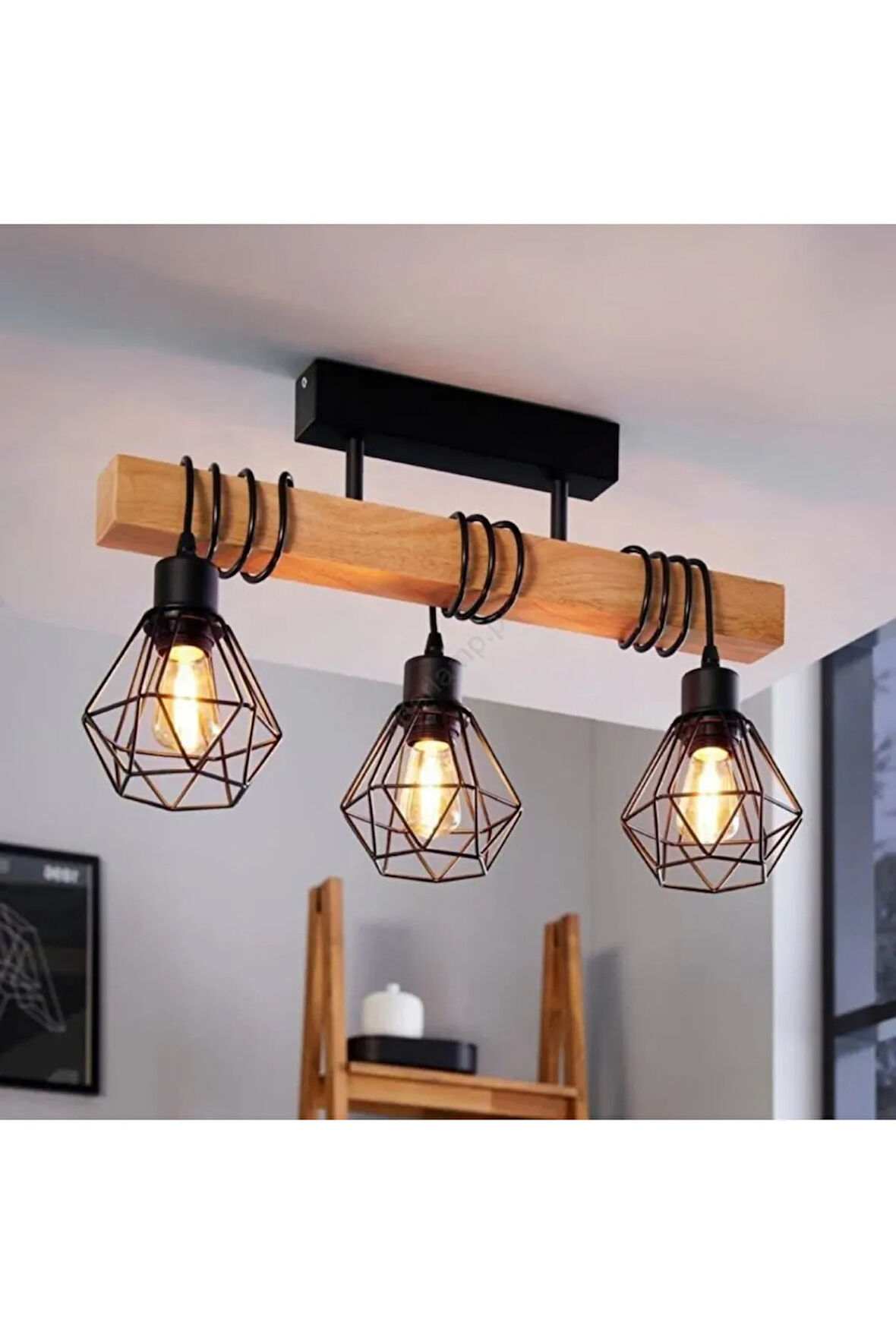 Doğal Masif Ahşap Avize