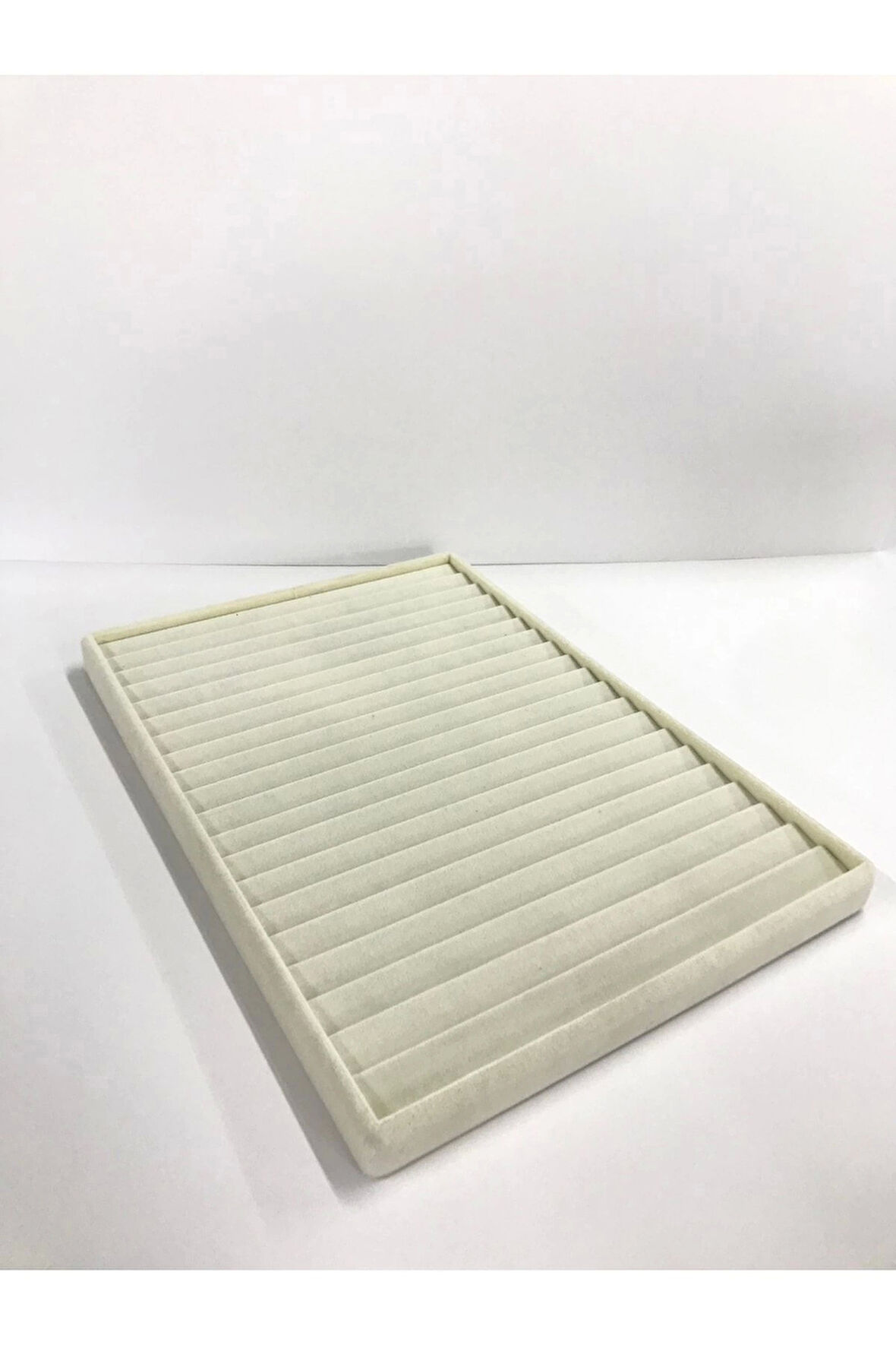 Yerli Üretim Madrid Model Süet Kumaş Krem Renk 34/24 Cm Kademeli Çekmece Ici Bileklik-kolye Standı
