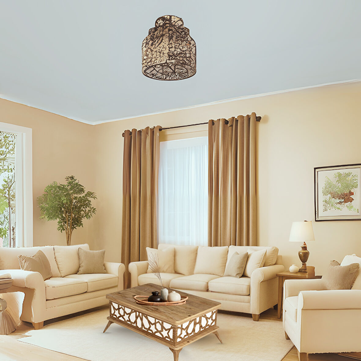 Zeren Akıllı Sehpa Lazer Desenli Kademeli Fonksiyonel Atlantik Çam Beyaz 90x39x60 Cm