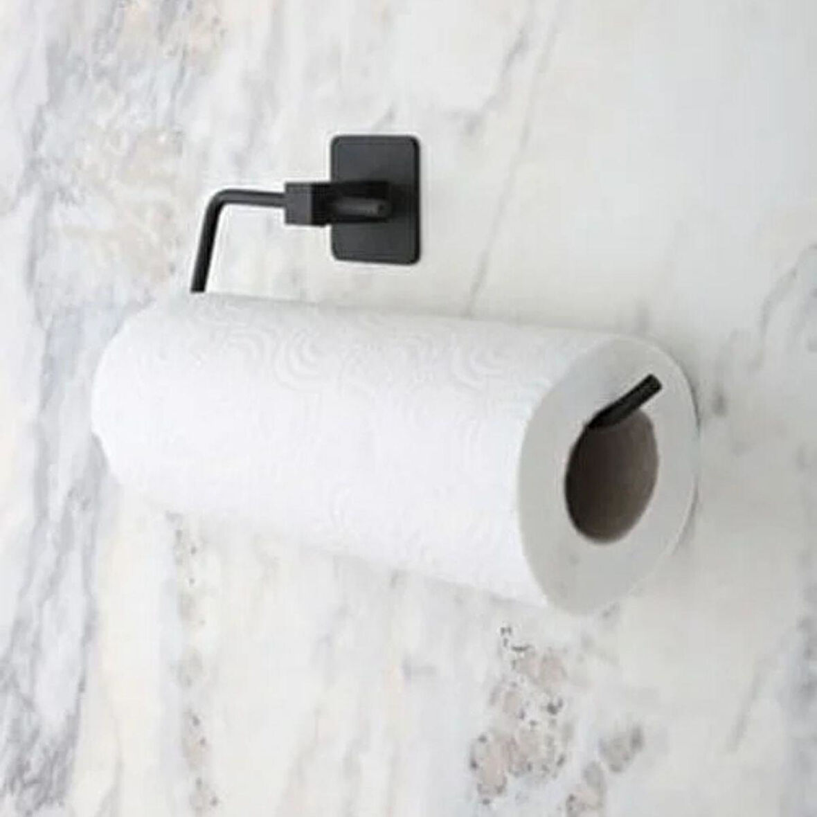 Kendiliğinden Yapışkanlı Siyah Paslanmaz Metal Rulo Havluluk Aparat (5250)