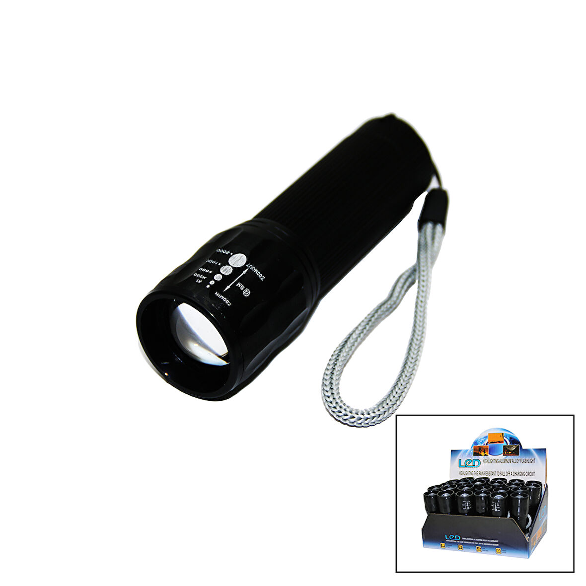 LED GOLD ORION HIGHLIGHTING ALUMİNUM FLASHLİGHT PİLLİ ZOOMLU EL FENERİ METAL KASA (5250)