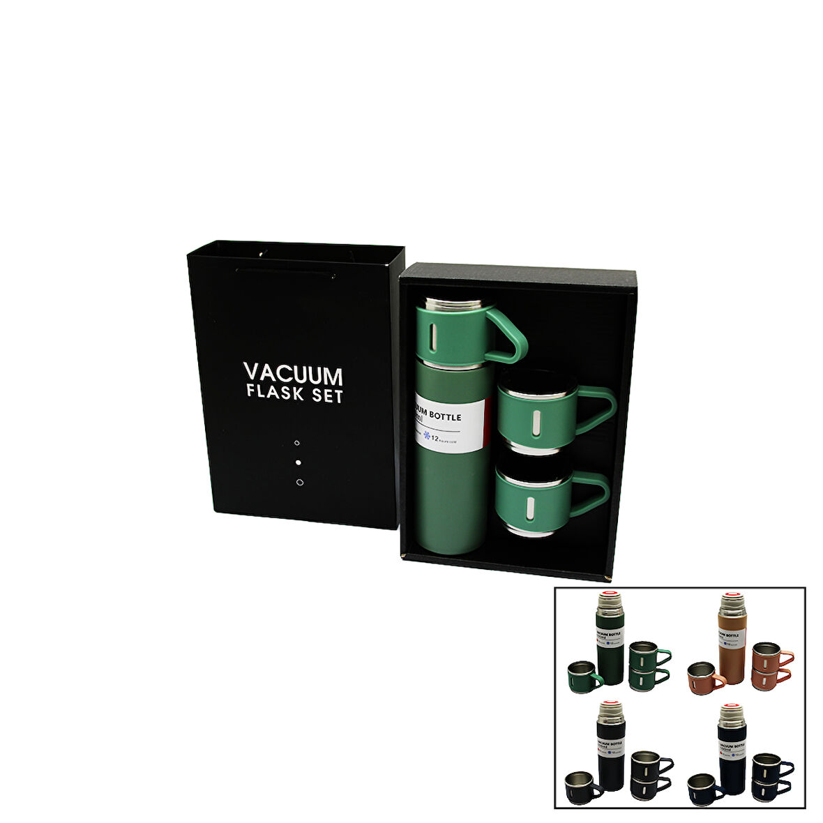 ÇANTALI 500ML 3 PARÇA  BARDAKLI ÇELİK TERMOS SETİ (5250)