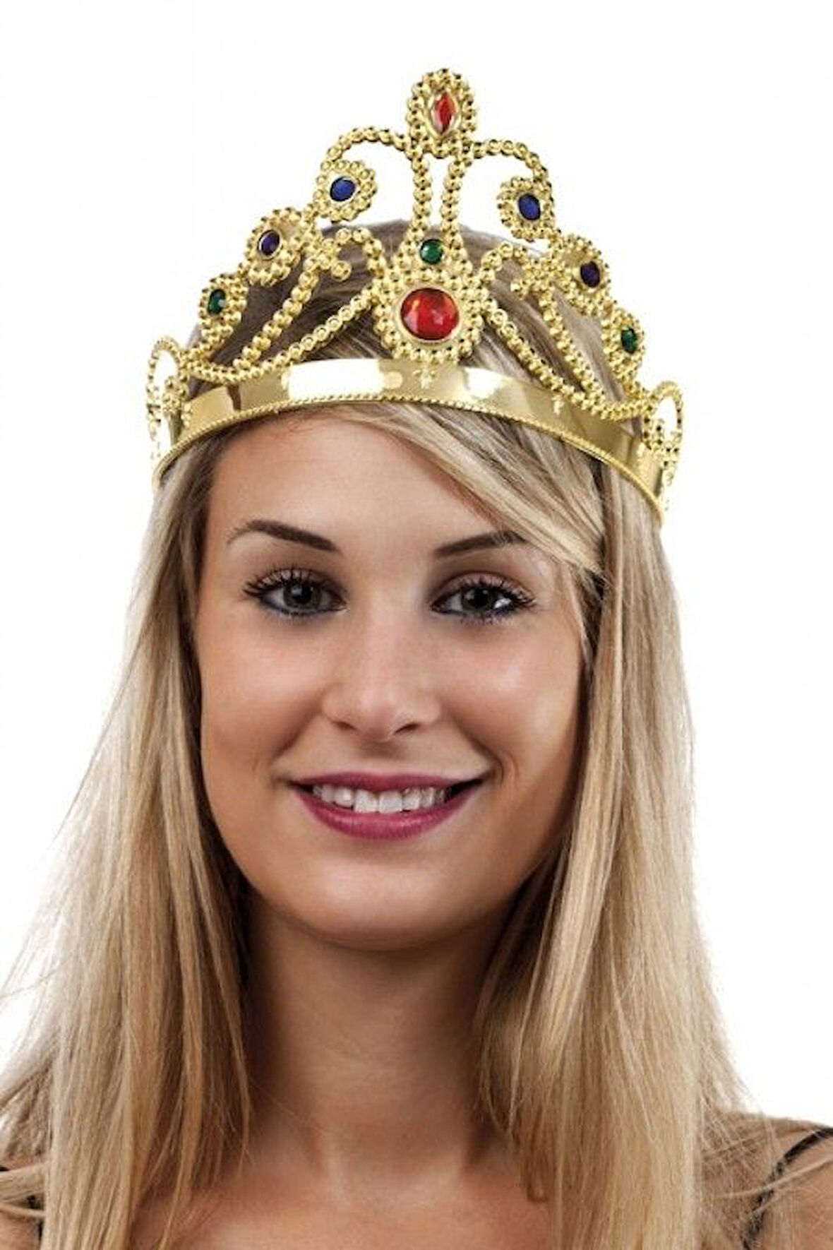 Altın Renk Plastik Prenses Tacı Kraliçe Tacı 60 cm (5250)