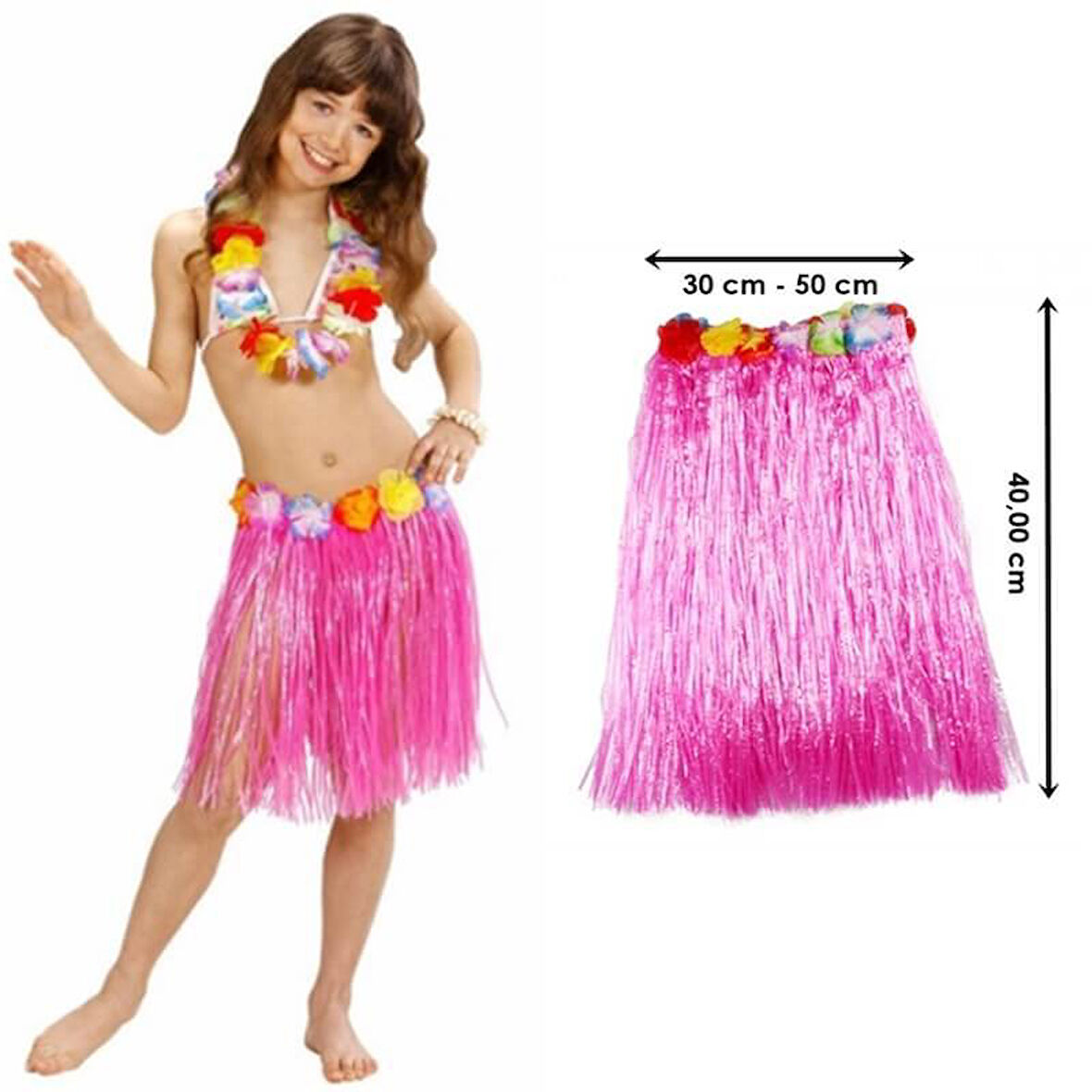 Hawaii Hula Eteği Pembe Renk 40 cm (5250)
