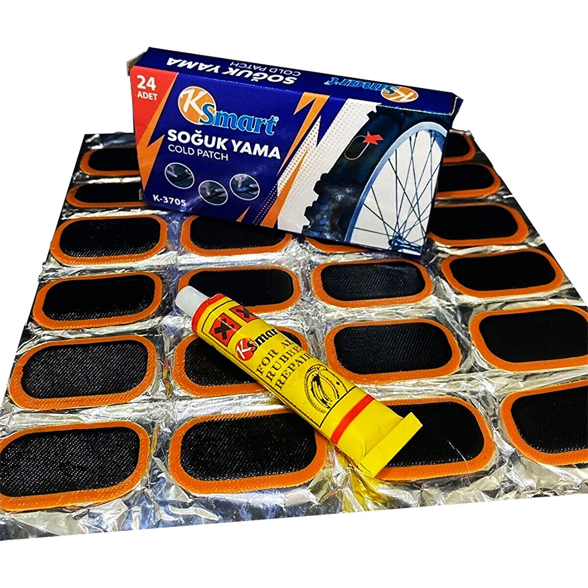 24 PARÇA BİSİKLET TEKER YAMASI SOĞUK YAMA (5250)