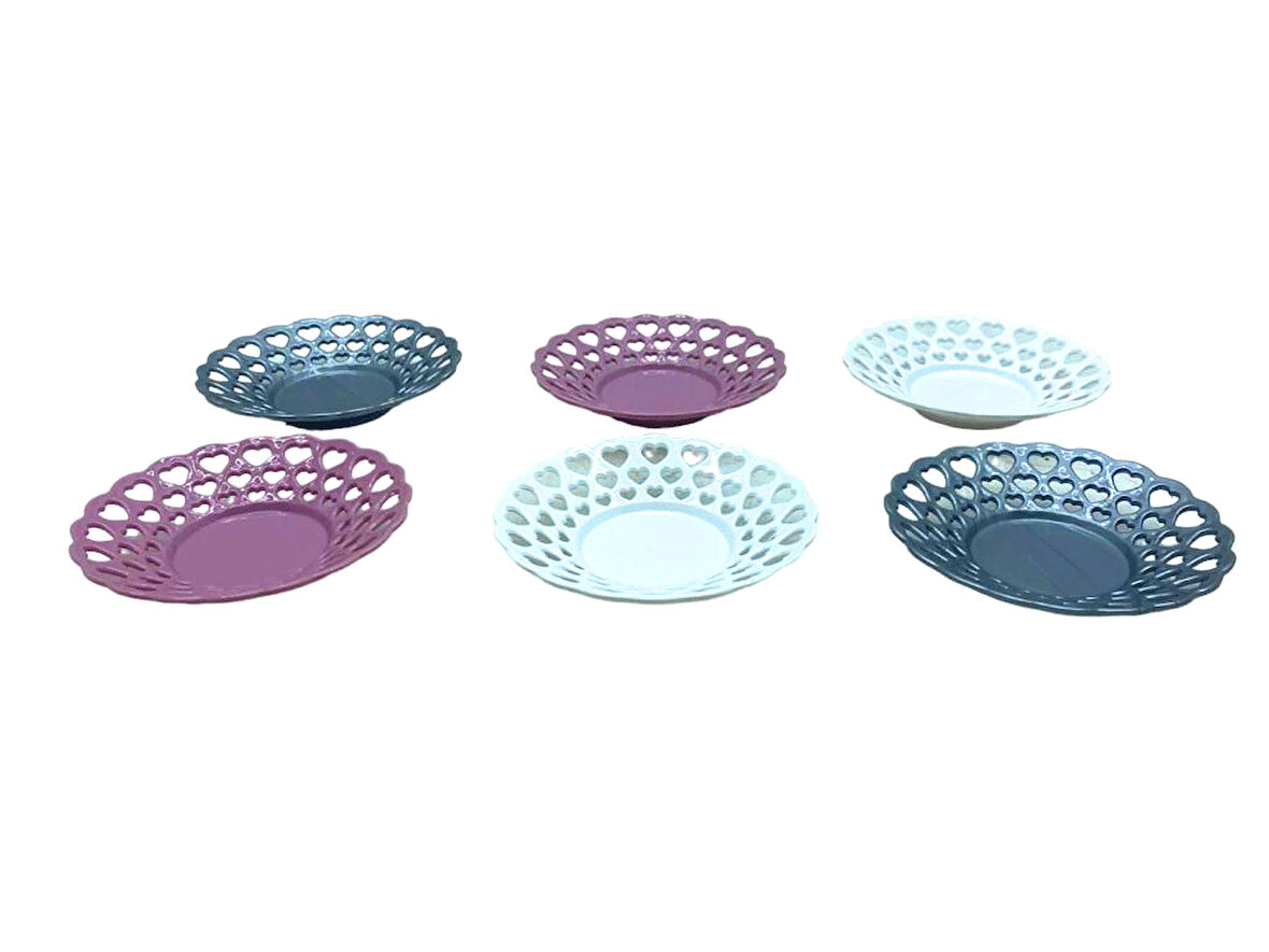 6 PARÇA  RENKLİ PLASTİK ÇAY TABAK (5250)