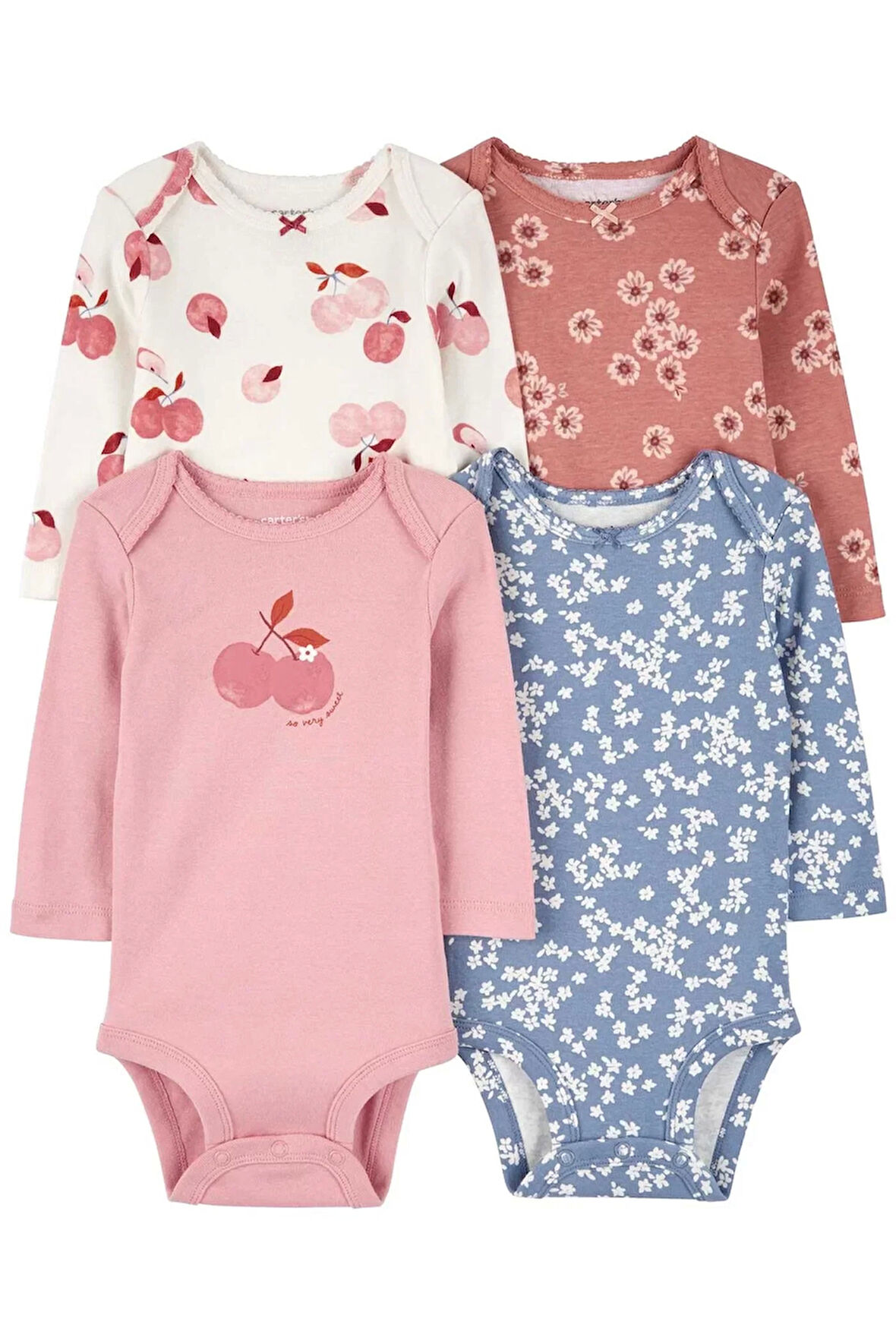 Kız Bebek Uzun Kollu Body Set 4'lü Paket Renkli