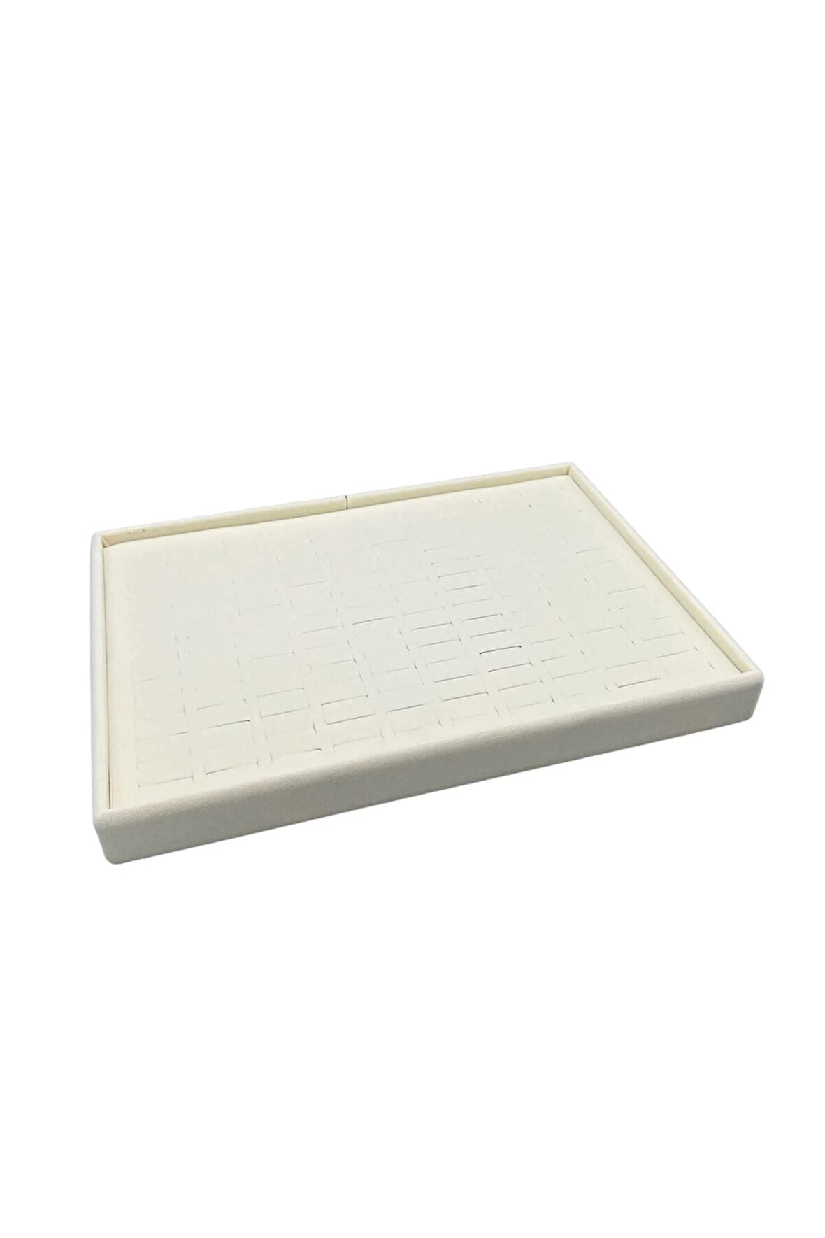 Yerli Üretim Süet Kumaş Krem Renk Batırmalı 34-24 Cm Çekmece Içi Yüzük Tabla Stand