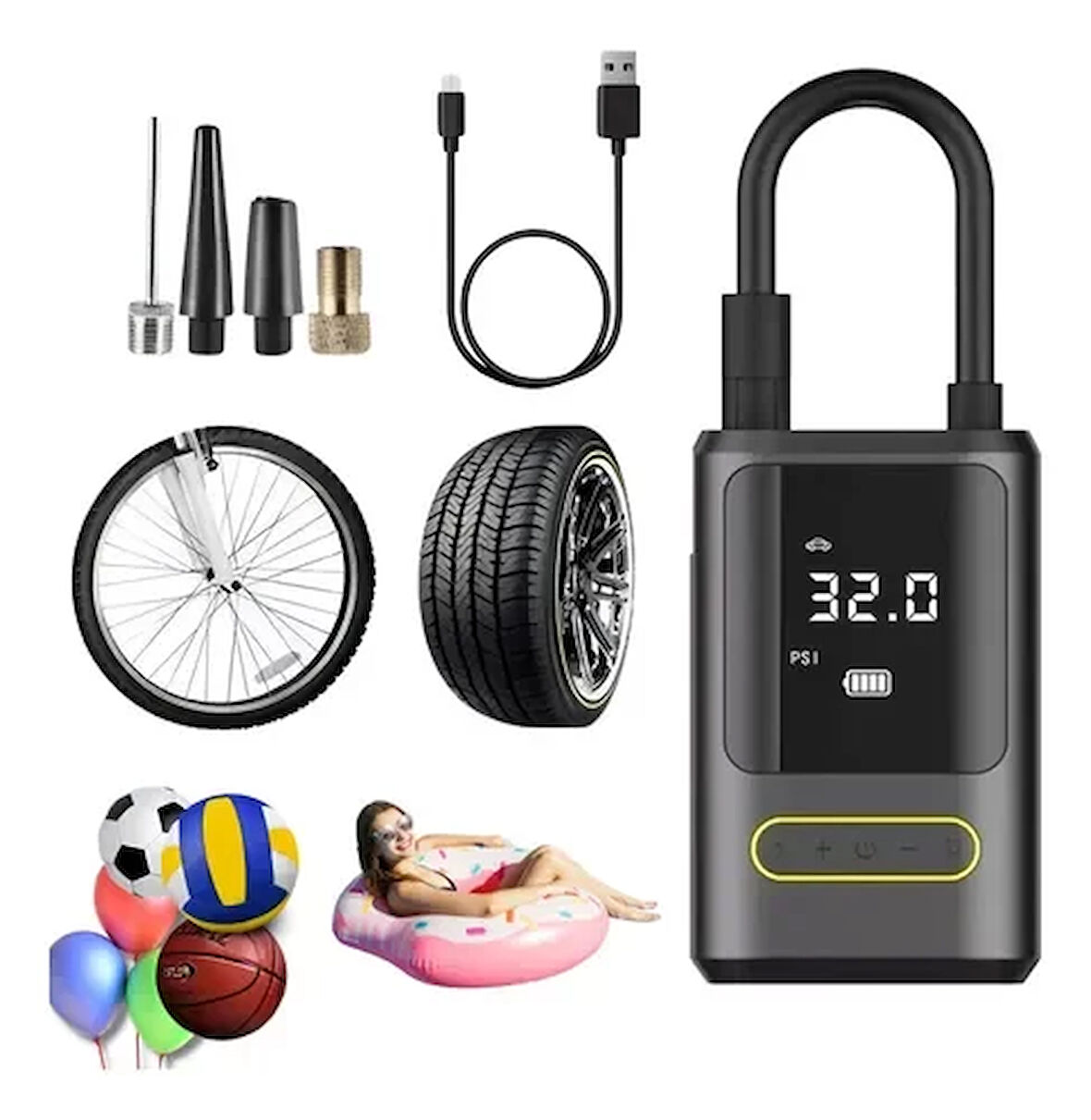 Kablosuz Oto Araç Mini 4000mAh 150 PSI Işıklı Oto Hava Kompresörü KA-760 (5256)