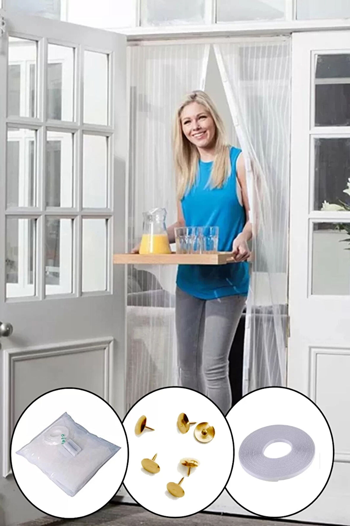 Mıknatıslı Kapı Sinekliği Tül Perde 105 x 210 cm (5256)