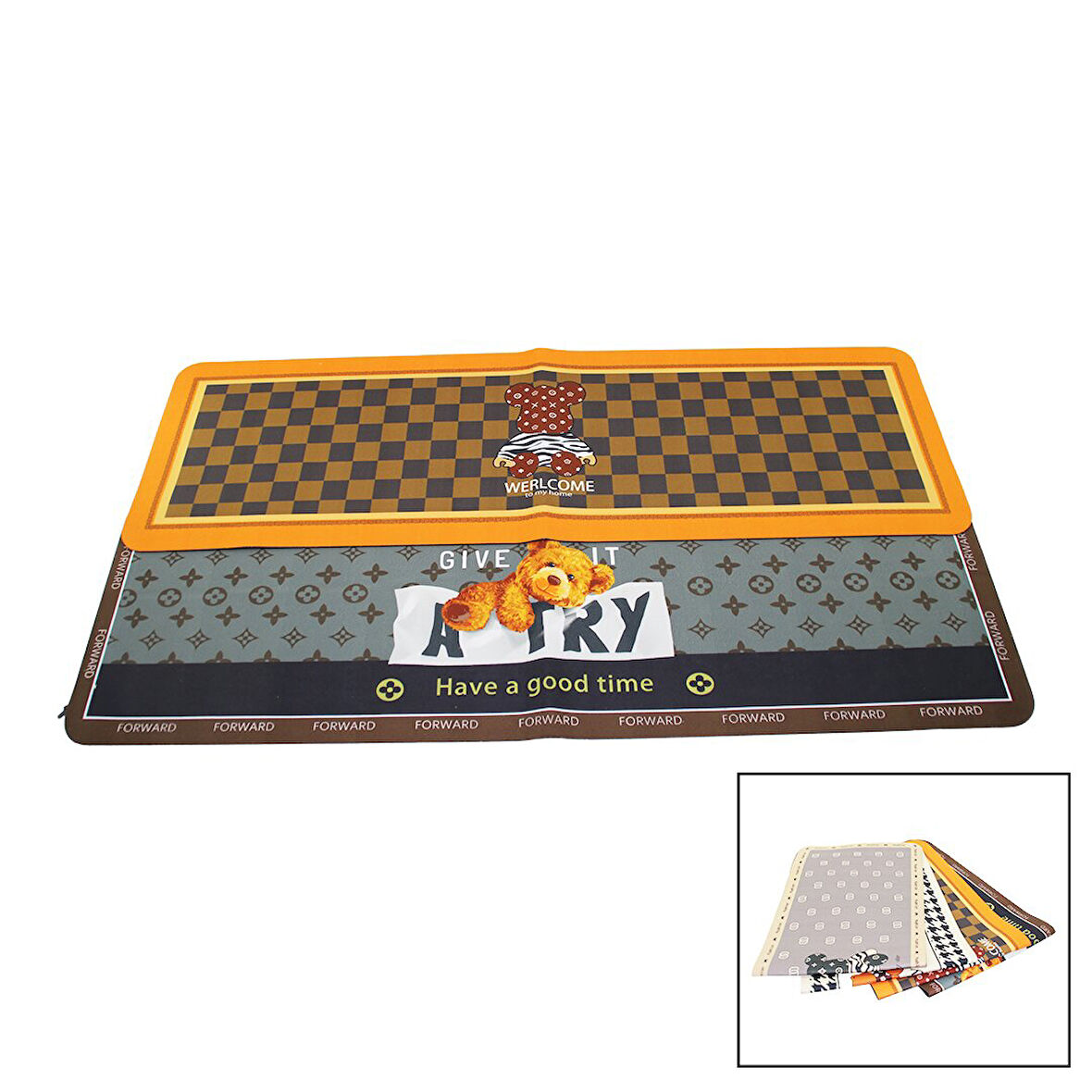 DİKDÖRTGEN RENKLİ DESENLİ - RESİMLİ SU EMİCİ - SİHİRLİ BANYO PASPASI ELASTİK 116 X 37.5CM (5256)