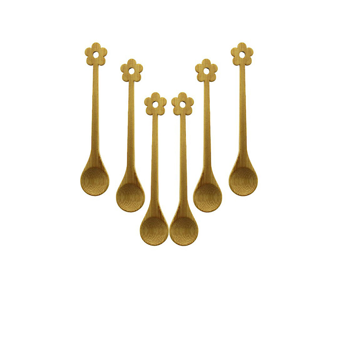 6 PCS   MİNİ   BAMBU AHŞAP KAŞIK   14.5CM (5256)