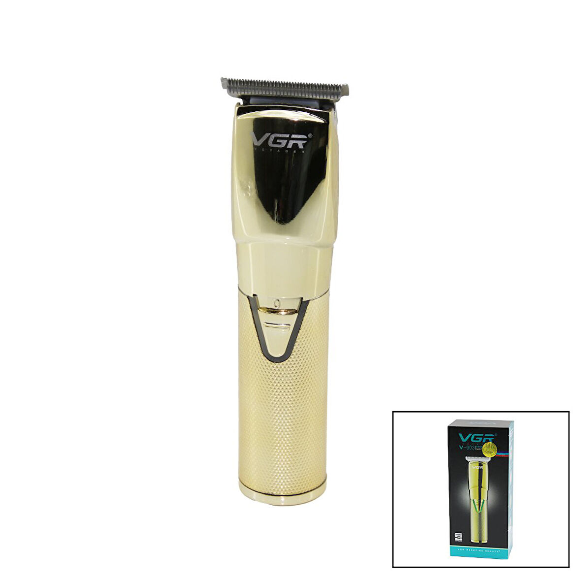 GOLD KROM KAPLAMA GÖVDE  SAÇ - SAKAL KESME TRAŞ MAKİNESİ  USB ŞARJLI V-903 (5256)