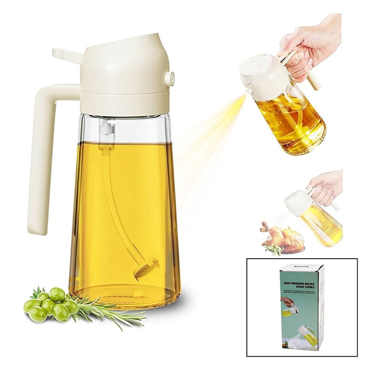 YAĞDANLIK  2IN1 - SPREYLİ - AKITMALI   KİLİTLİ KAPAKLI - SÜRAHİ MODELİ (5256)