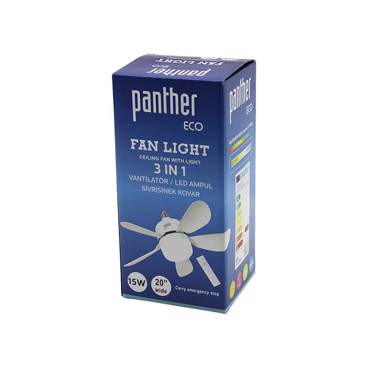 3İN1 VANTİLATÖR - LED AMPUL - SİVRİSİNEK KOVAR KUMANDALI 20 İNÇ 15W 3-KADEME HIZ 18X52CM BRKT-137252 (5256)