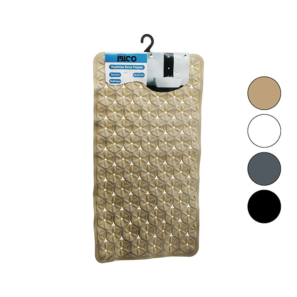 DİKDÖRTGEN - PLASTİK KABARTMA ÇİÇEK DESEN- RENKLİ 92PCS VANTUZ KAYDIRMAZ BANYO- KÜVET PASPAS 36X67CM (5256)