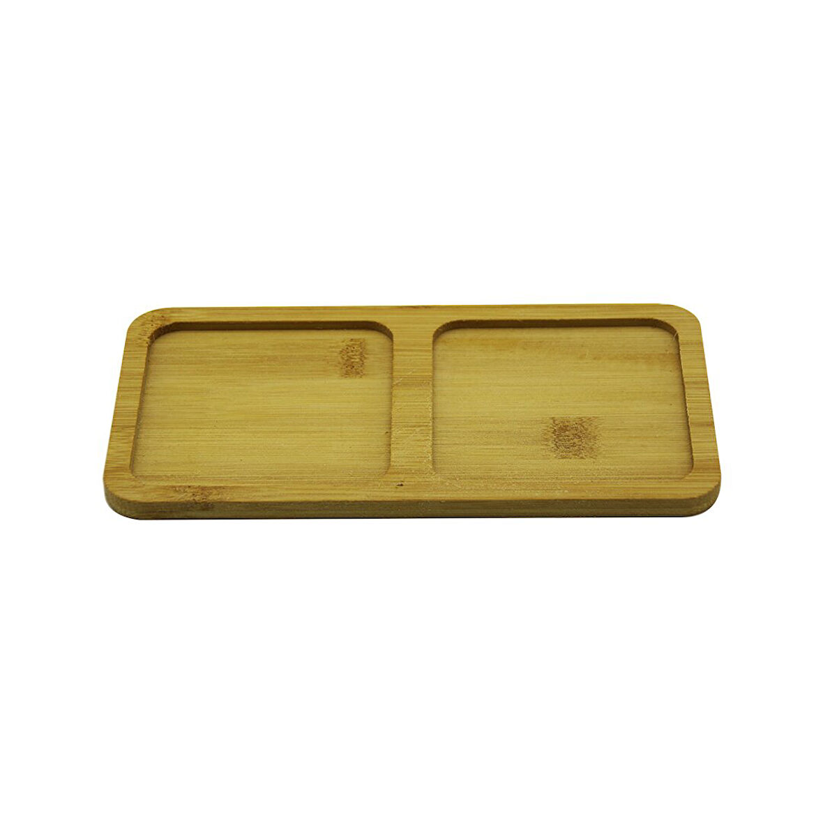DİKDÖRTGEN - 2 BÖLMELİ - 10X19.5CM  AHŞAP BAMBU YAĞDANLIK ALTLIK (5256)