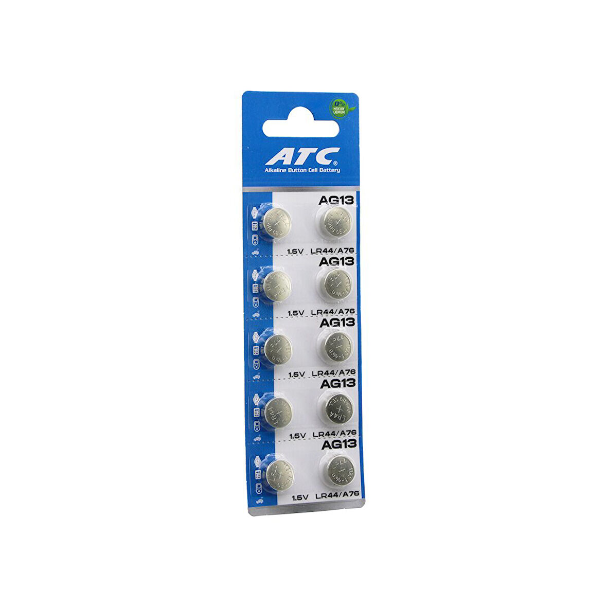 ATC ALKALİNE BUTTON BATTERY AG13 LR-44/A76 DÜĞME PİL ALKALİN 1.5V 10LU KART (5256)