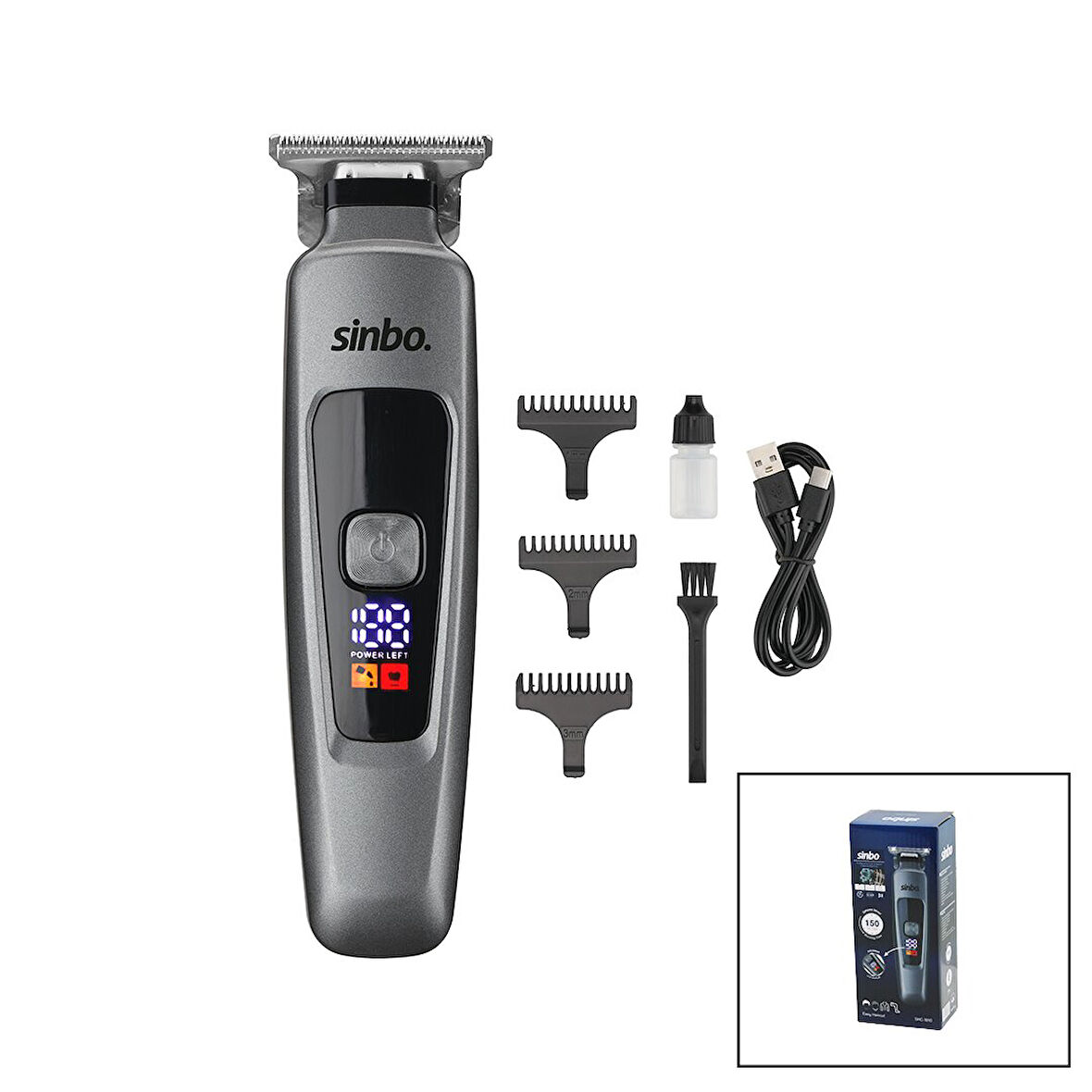 USB ŞARJLI - LCD GÖSTERGELİ SAÇ - SAKAL KESME TRAŞ MAKİNESİ İKİ FARKLI HIZ - 150 DK. ÇALIŞMA SÜRE  SHC-1910 (5256)