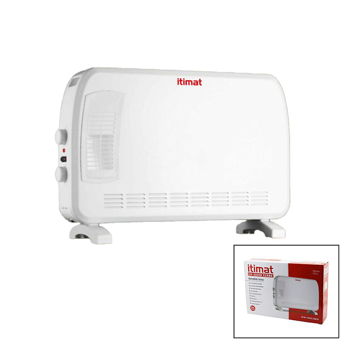 İTİMAT CH-2020B BÜYÜK BOY KONVEKTÖR ISITICI - SOBA ELEKTRİKLİ TURBO ISITMA 3-KADEME ISI AYARLANABİLİR TERMOSTAT=750-1250-2000W (5256)