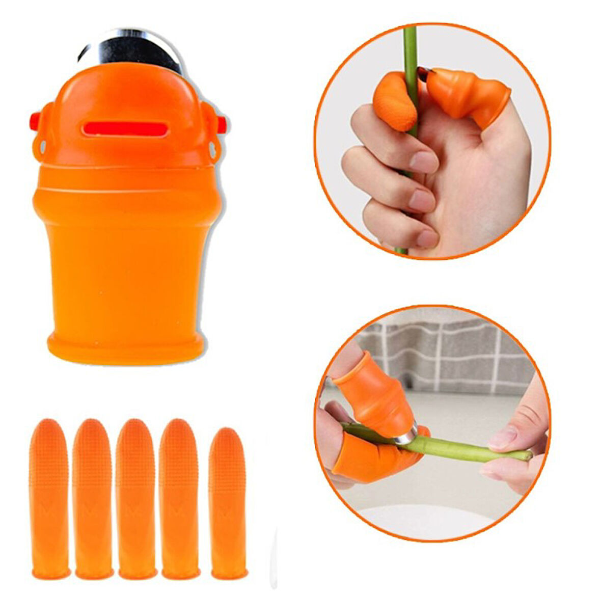 Pratik Baş Parmak Sebze Kesme Ayıklayıcı Kadın M Set (5256)