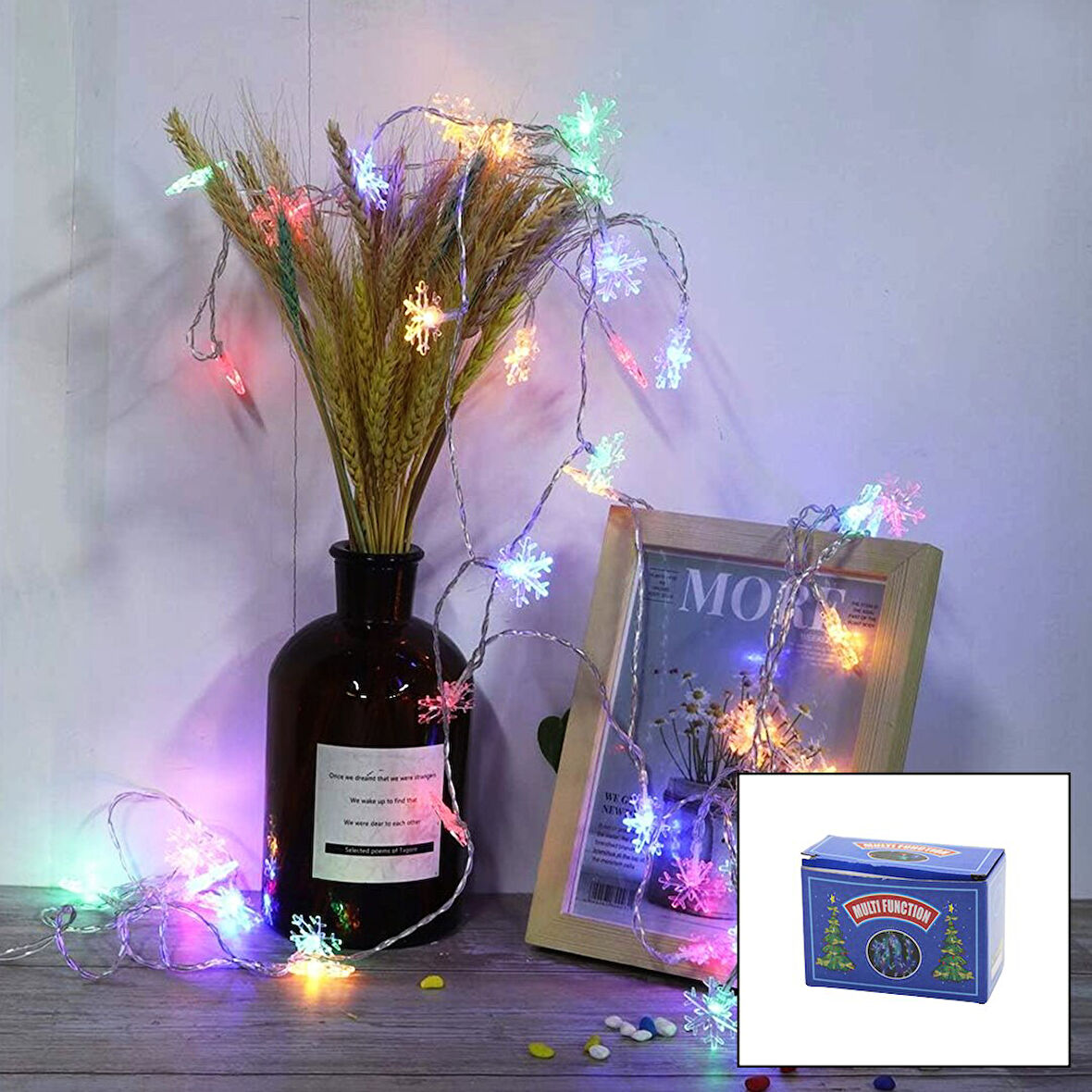 BEYAZ 5MT FİŞLİ KAR TANE DEKOR LAMBA (5256)