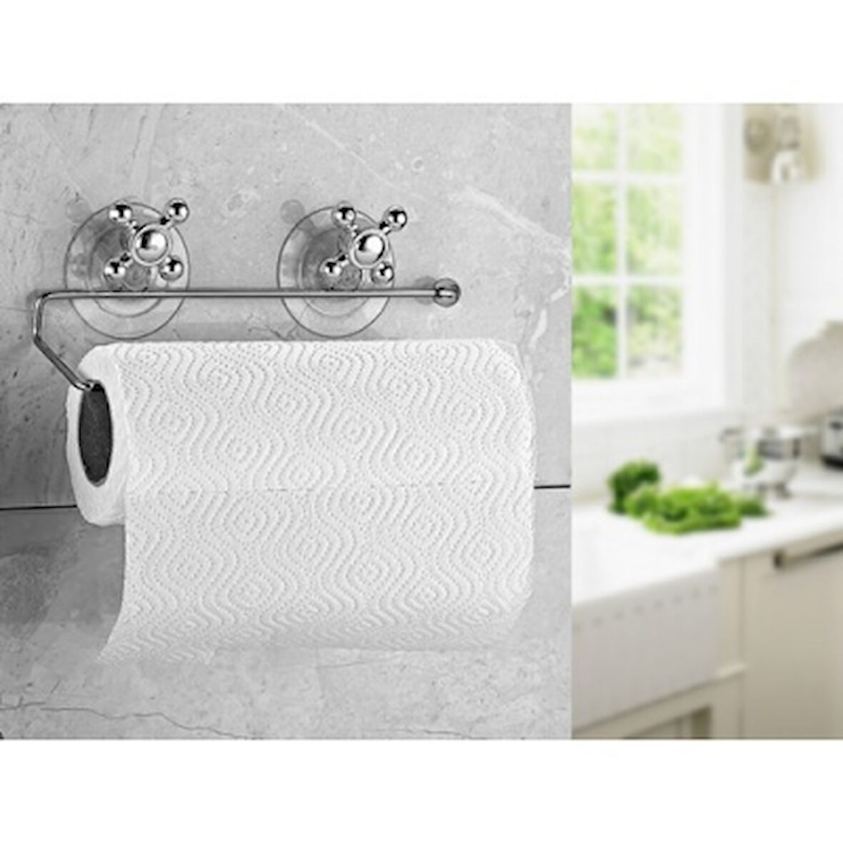 ÇİFT VANTUZ ASKILI KÖŞELİ AÇIK - METAL KAĞIT HAVLULUK (5256)