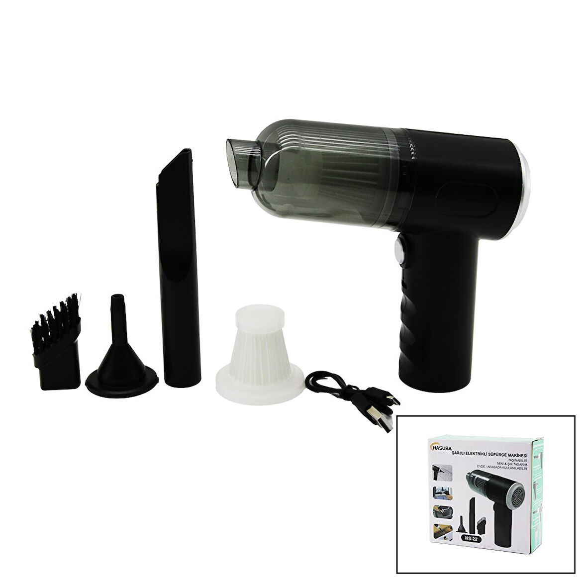 USB ŞARJLI 2İN1 ÇEKME - ÜFLEME OTO - ARAÇ - EV MİNİ - TAŞINABİLİR EL TİPİ SÜPÜRGE (5256)