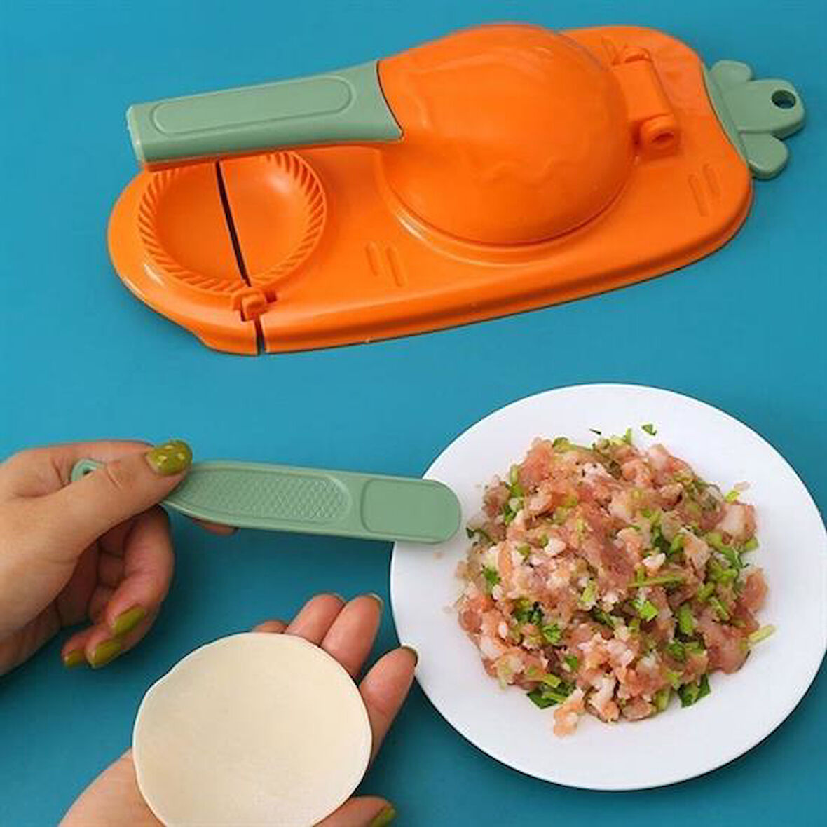 Havuç Tasarımlı Şık  Pratik  Börek Mantı Hamuru Presleme  Börek Yapma Kalıbı (5256)