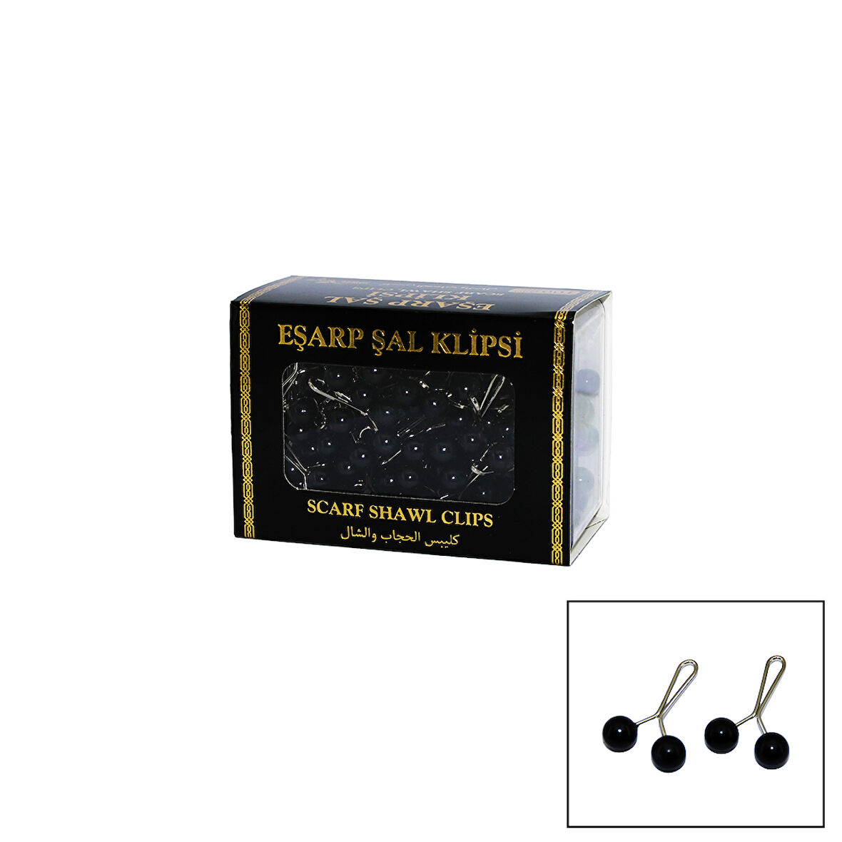 SİYAH 100 PARÇA  EŞARP BAŞÖRTÜ - ŞAL KLİPSİ (5256)