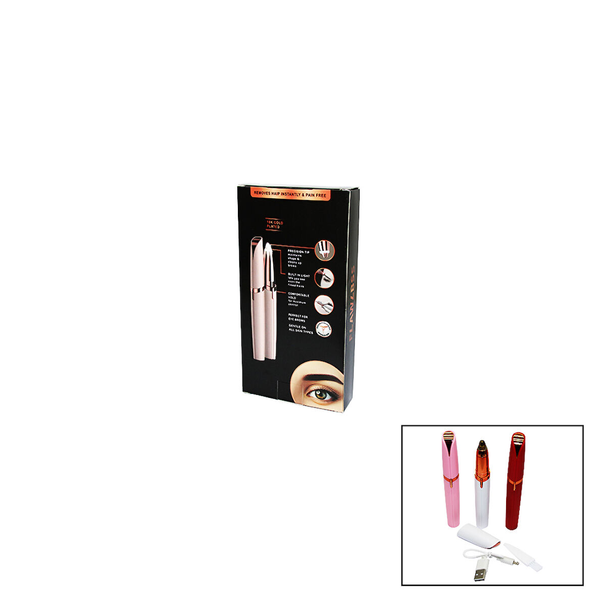 FLAWLBSS USB ŞARJLI KALEM MODELİ KAŞ BURUN YANAK KIL MAKİNESİ (5256)