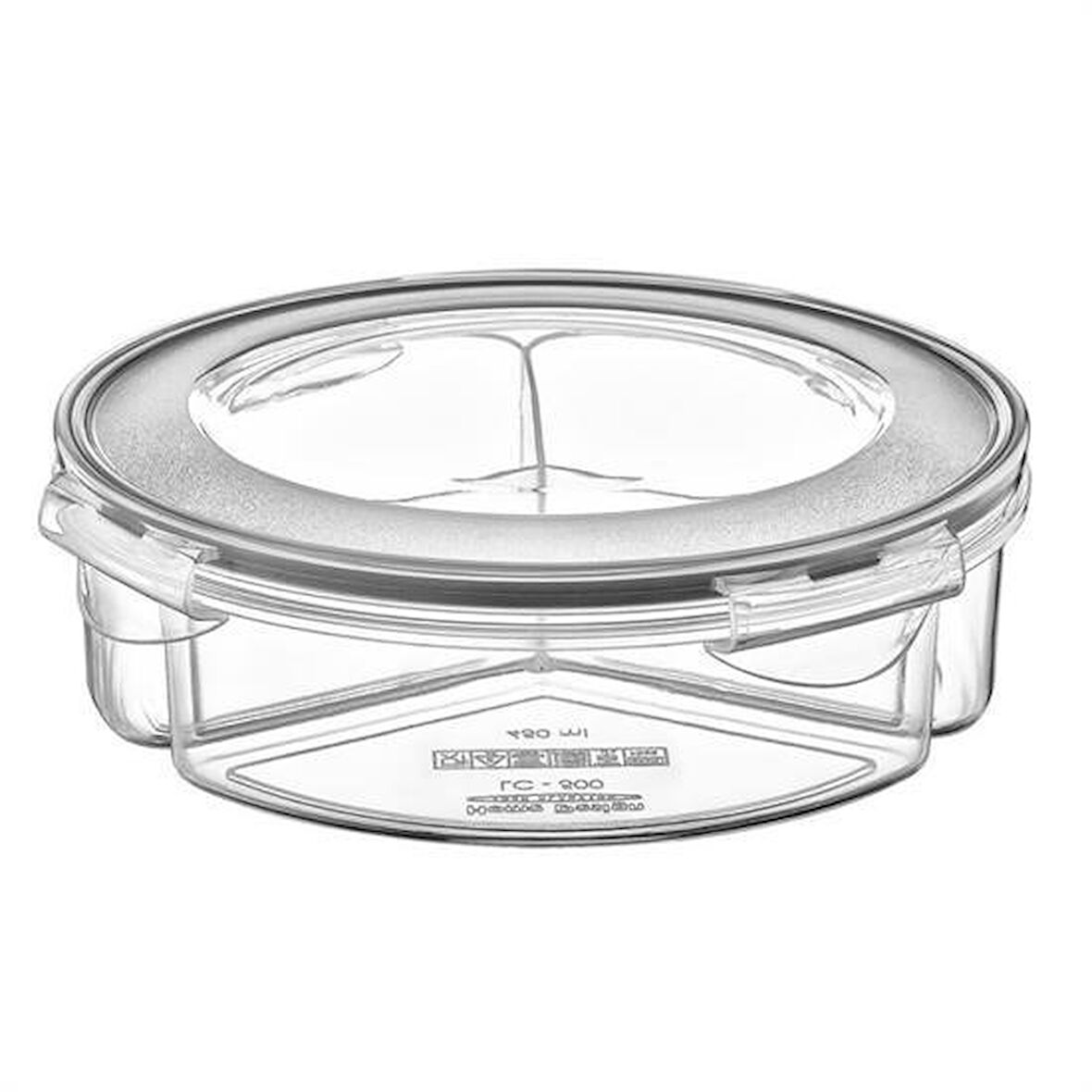 Bst® 3 Bölmeli Sızdırmaz Contalı Kilitli Kapaklı 1,35 Litre yuvarlak Erzak Saklama Kabı LC-500