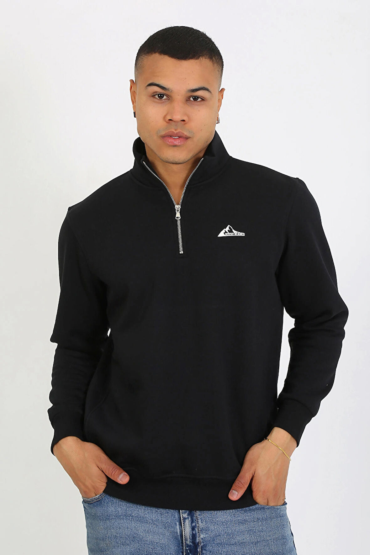 5259-2 Premium Kalite Üç Iplik Yarım Fermuarlı Relax Fit Sweatshırt