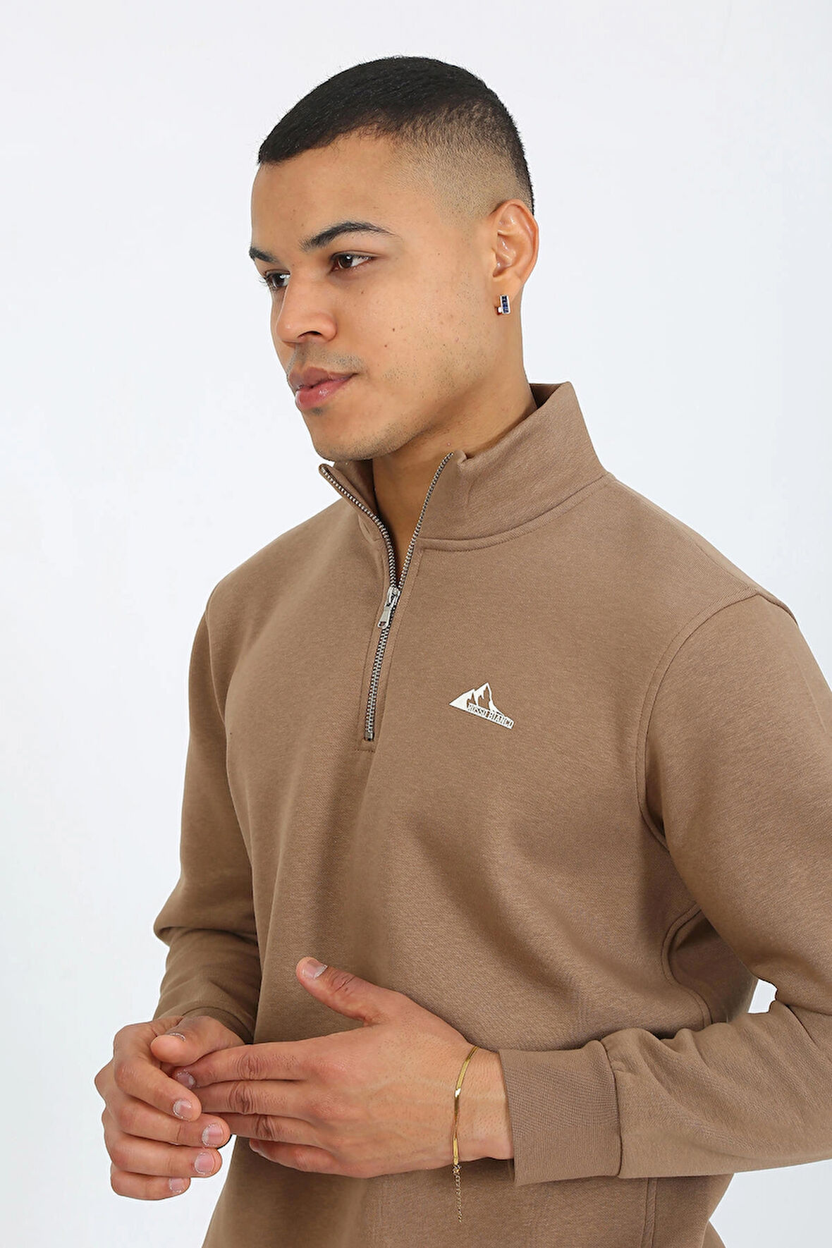 5259-2 Premium Kalite Üç Iplik Yarım Fermuarlı Relax Fit Sweatshırt