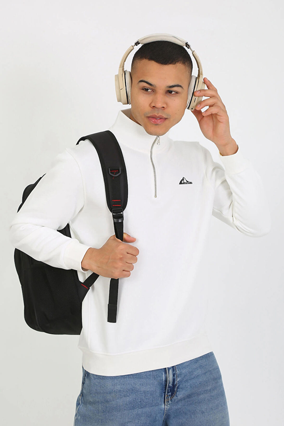 5259-2 Premium Kalite Üç Iplik Yarım Fermuarlı Relax Fit Sweatshırt