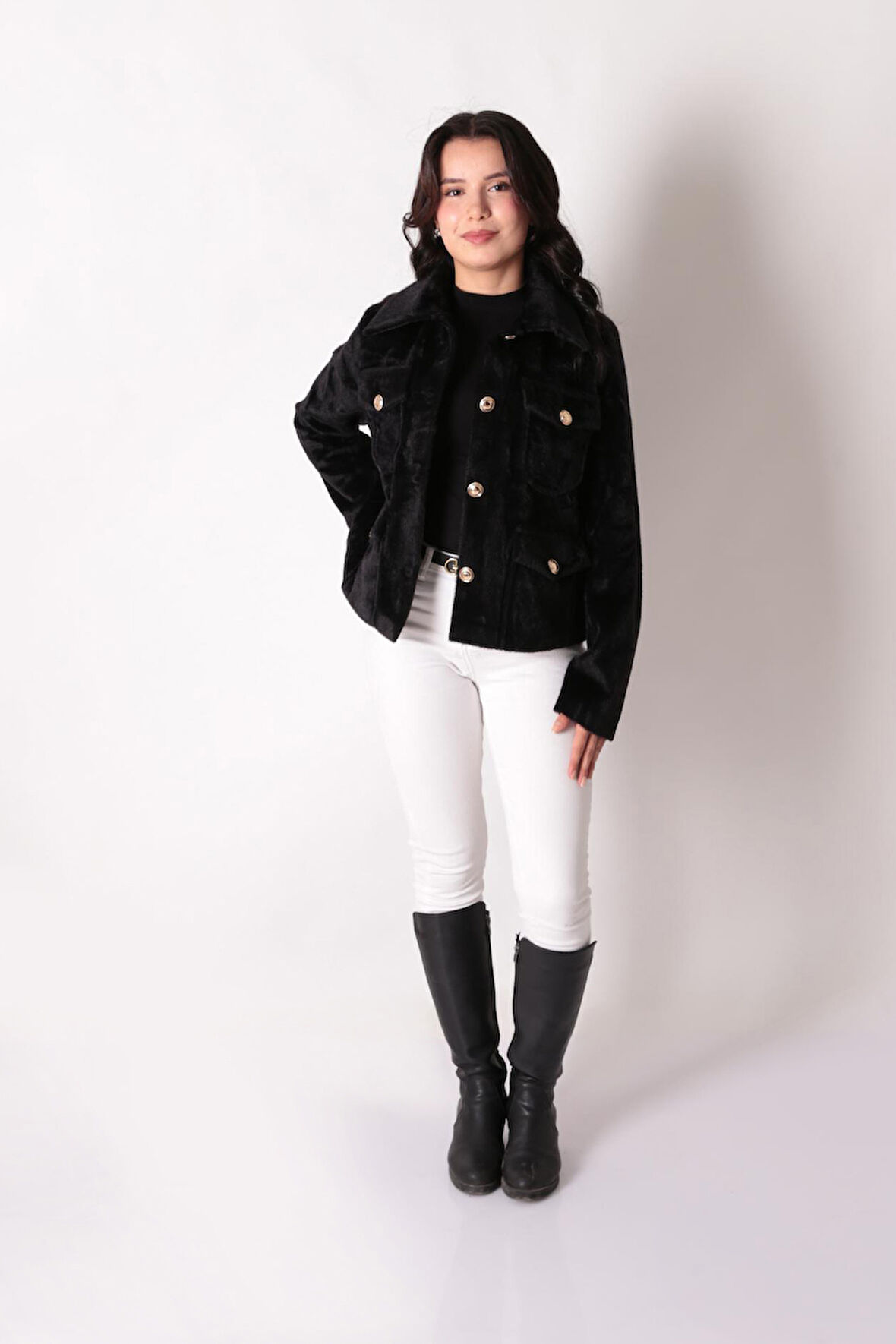 İkoll 1005254 Kadın Cep Ve Düğme Detaylı Ceket