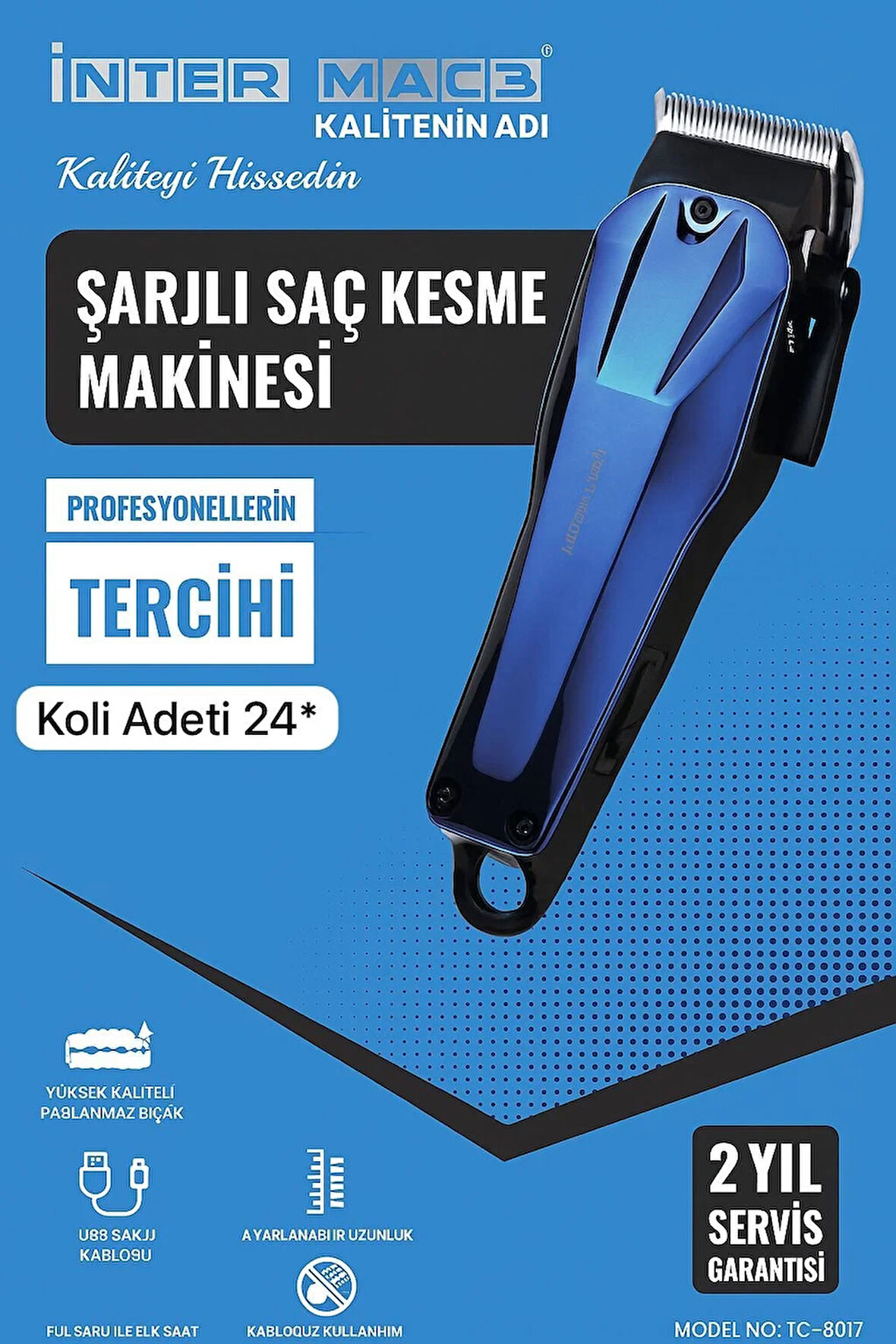 inter Mac3 Şarjlı Saç Kesme Makinesi TC-8017 (5264)