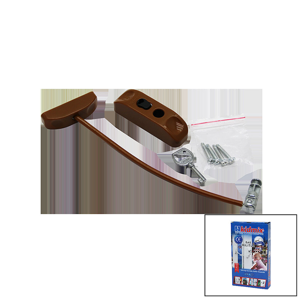 KAHVERENGİ HALATLI ANAHTARLI EMNYET KİLİT (5264)