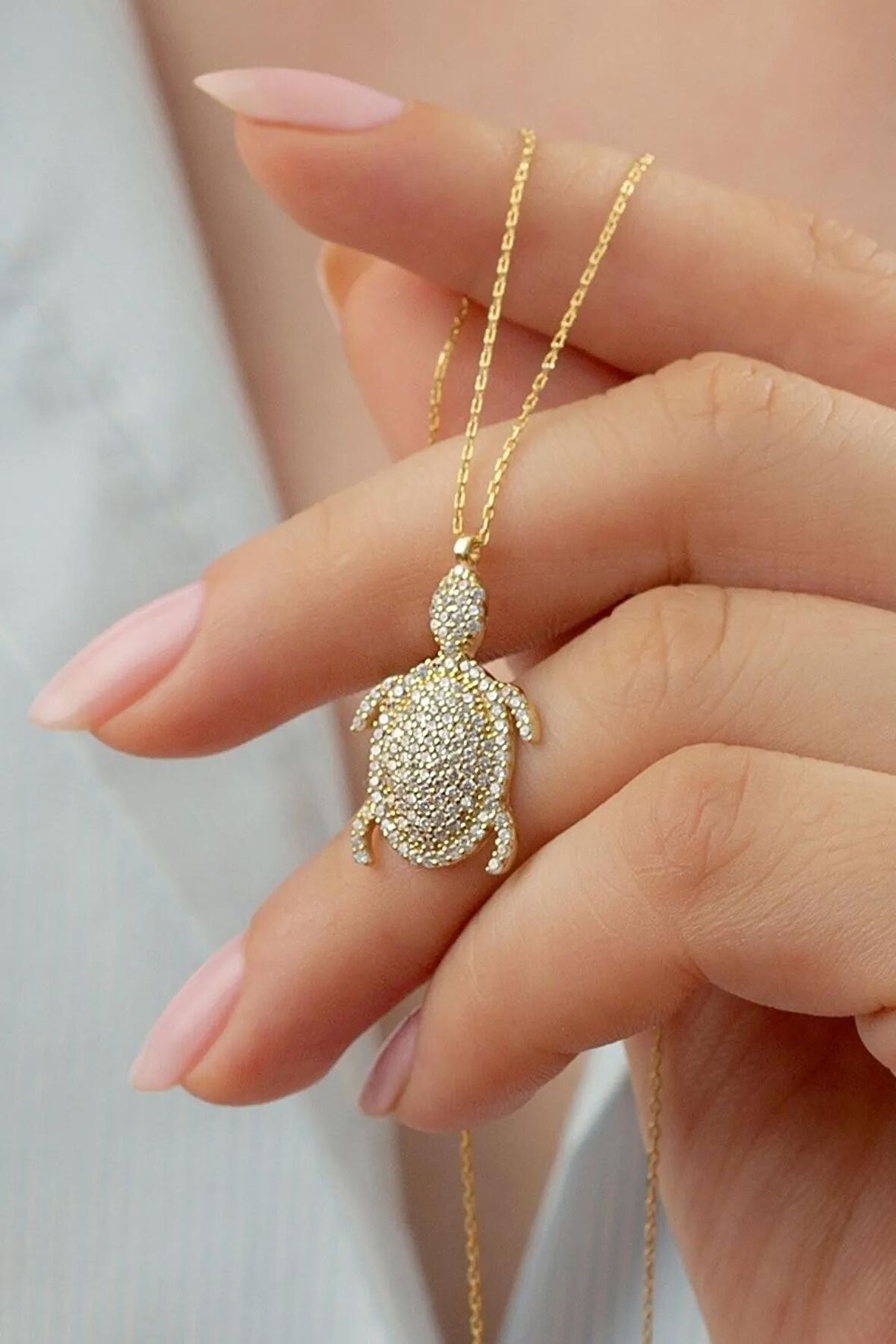 925 Ayar Gümüş Gold Kaplumbağa Kolye