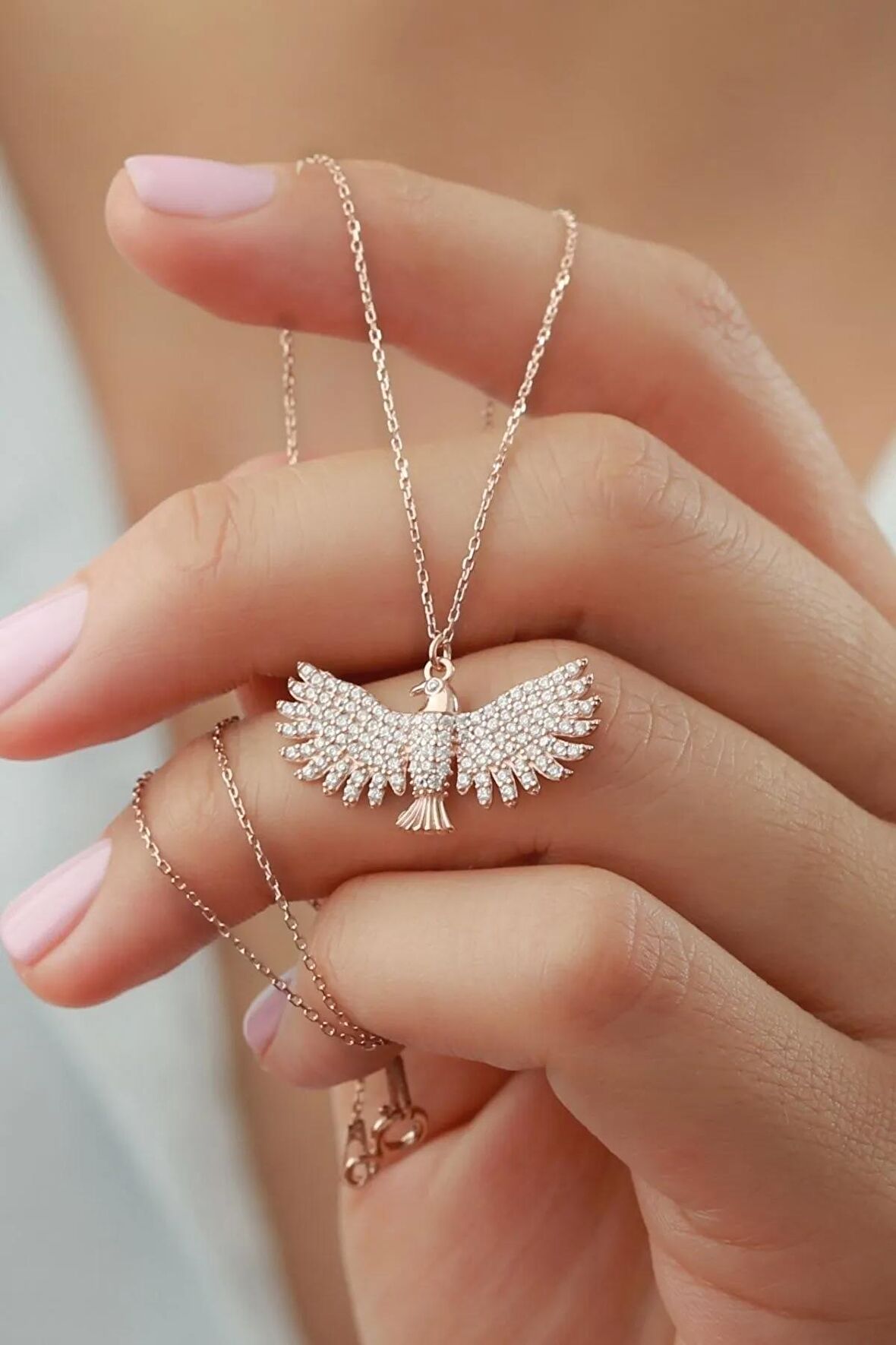 925 Ayar Gümüş Rose Kartal Kolye